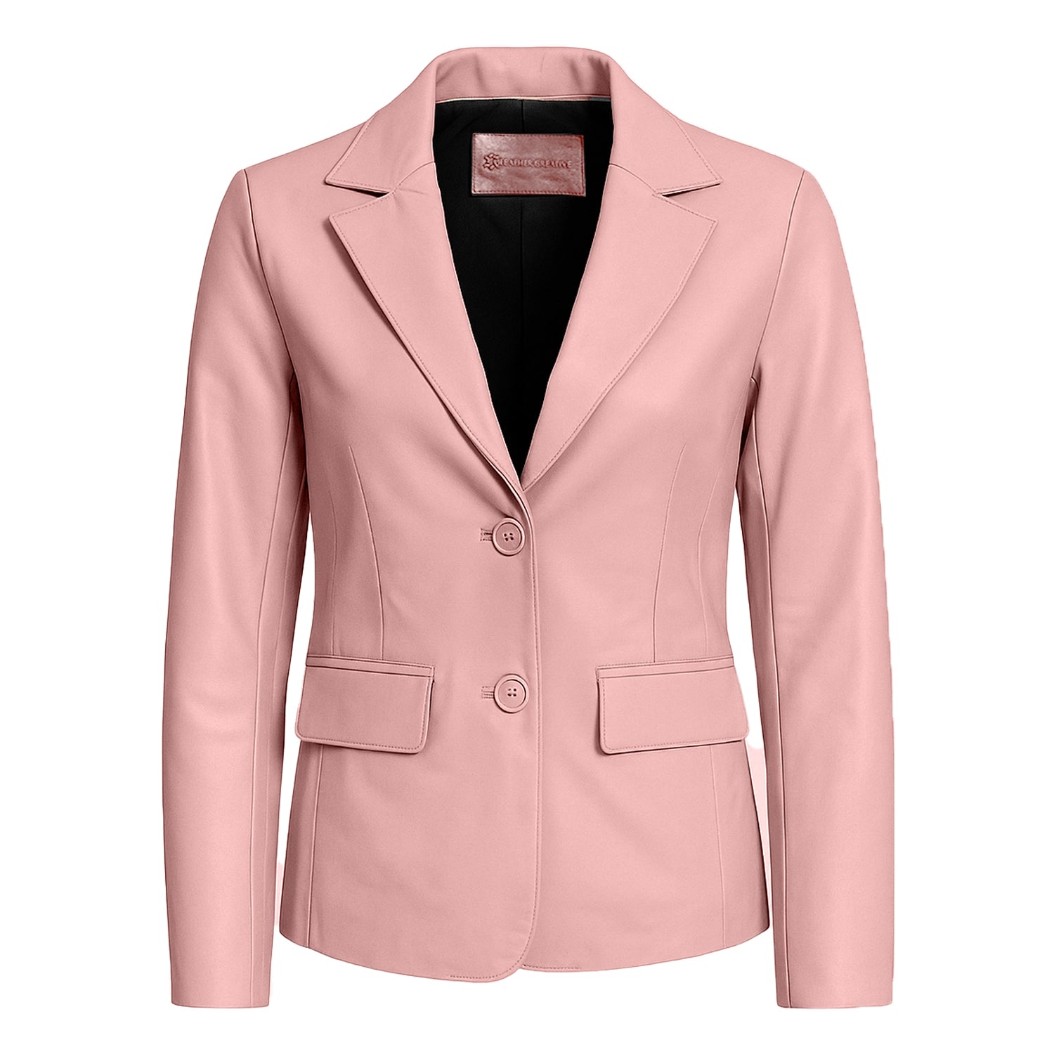 Women Pink Leather Blazzer Jacket