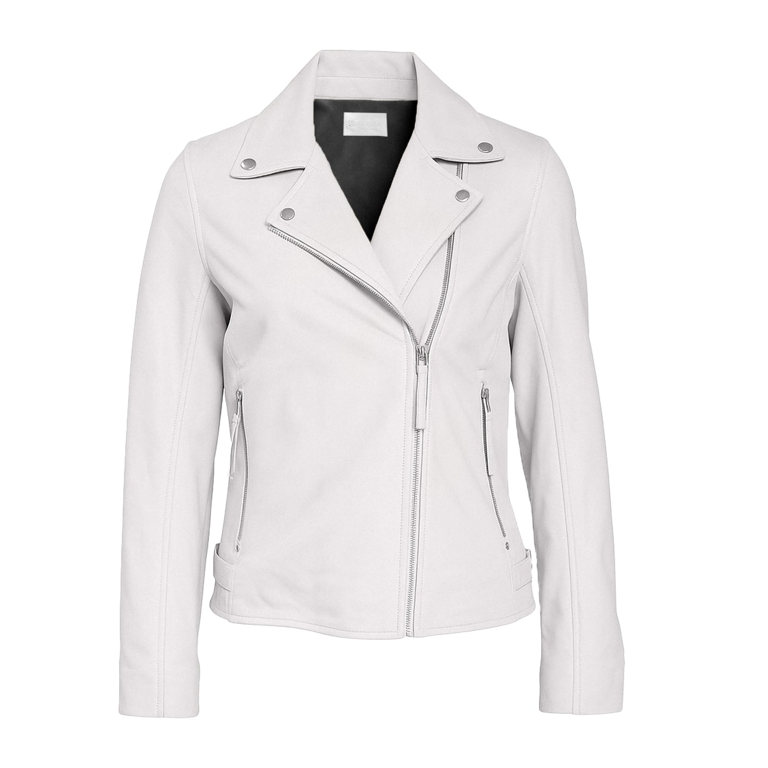 White Leather Jacket Women Distressed