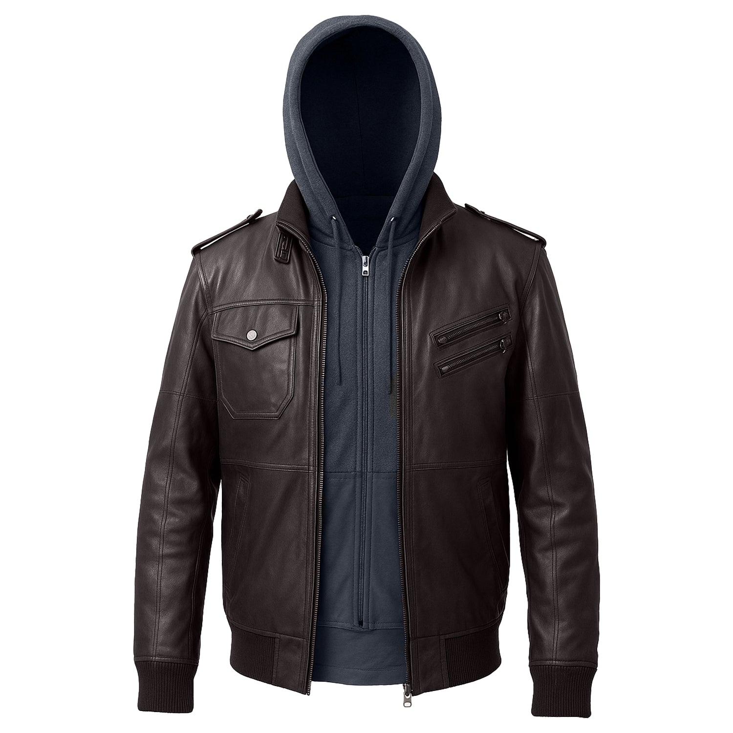 Men’s Sheepskin Hooded Leather Jacket LC-0985