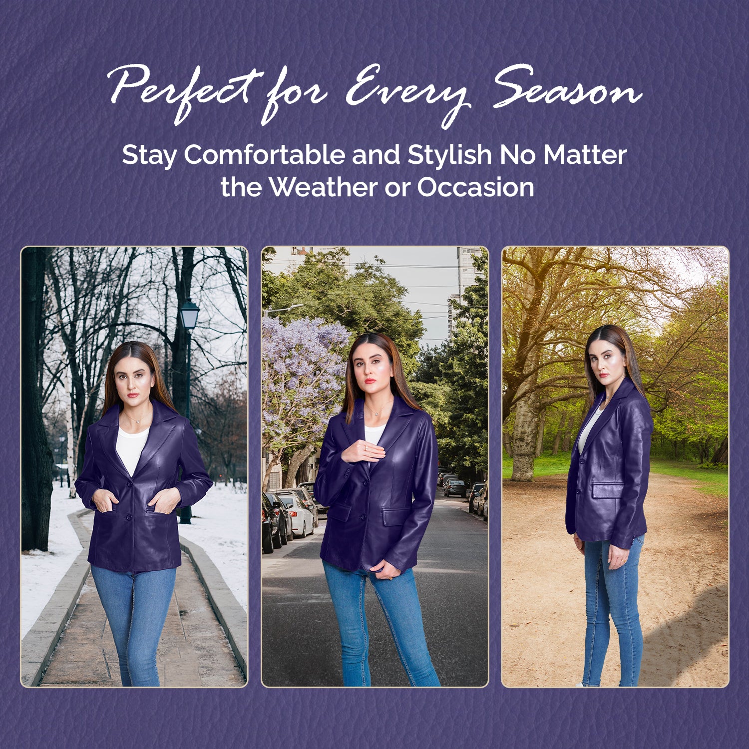 Women Purple Leather Blazzer Jacket