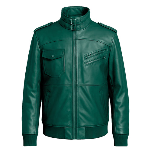 Men's Genuine Sheepskin Hooded Bomber Jacket LC-0984