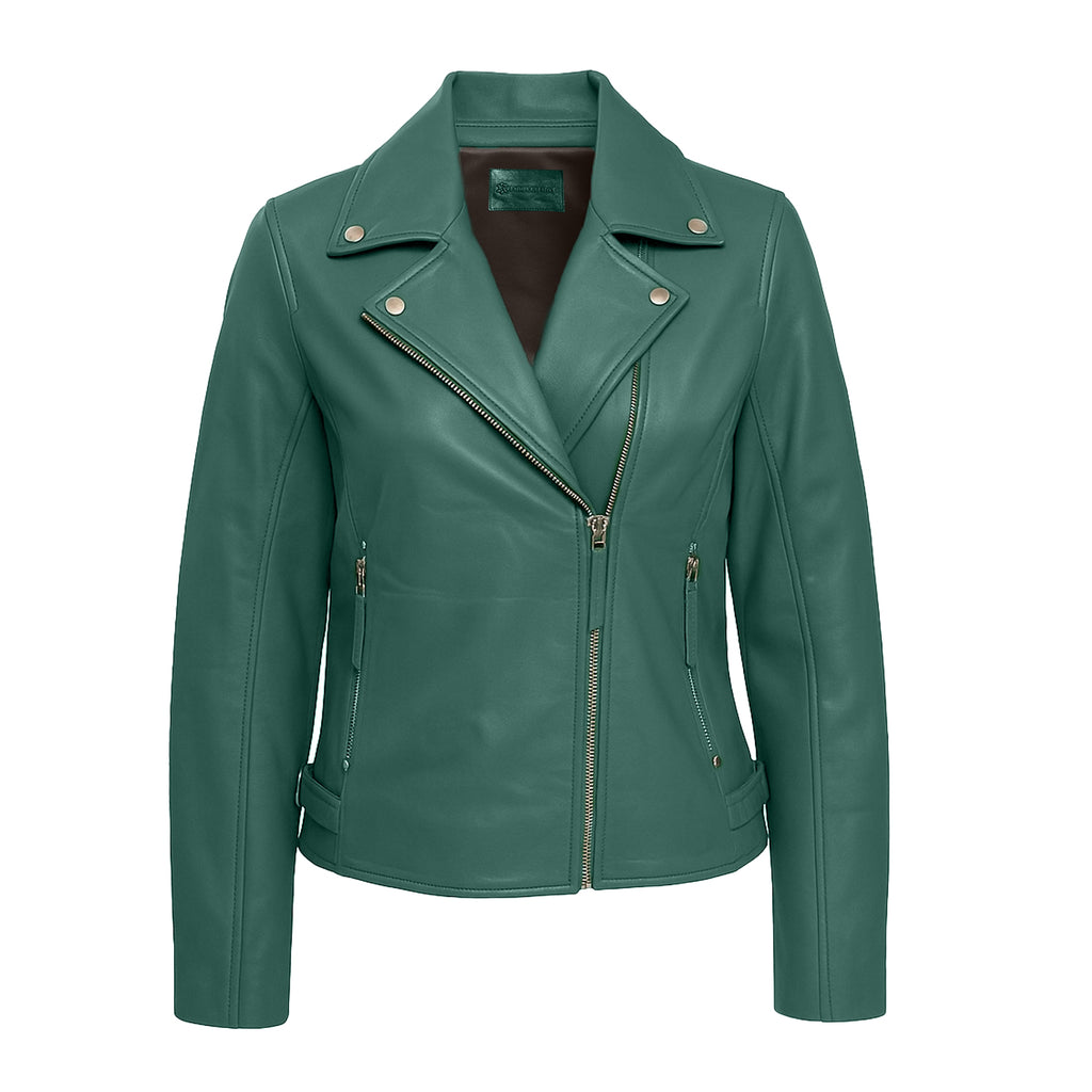 Women Green Leather Jacket Outfit