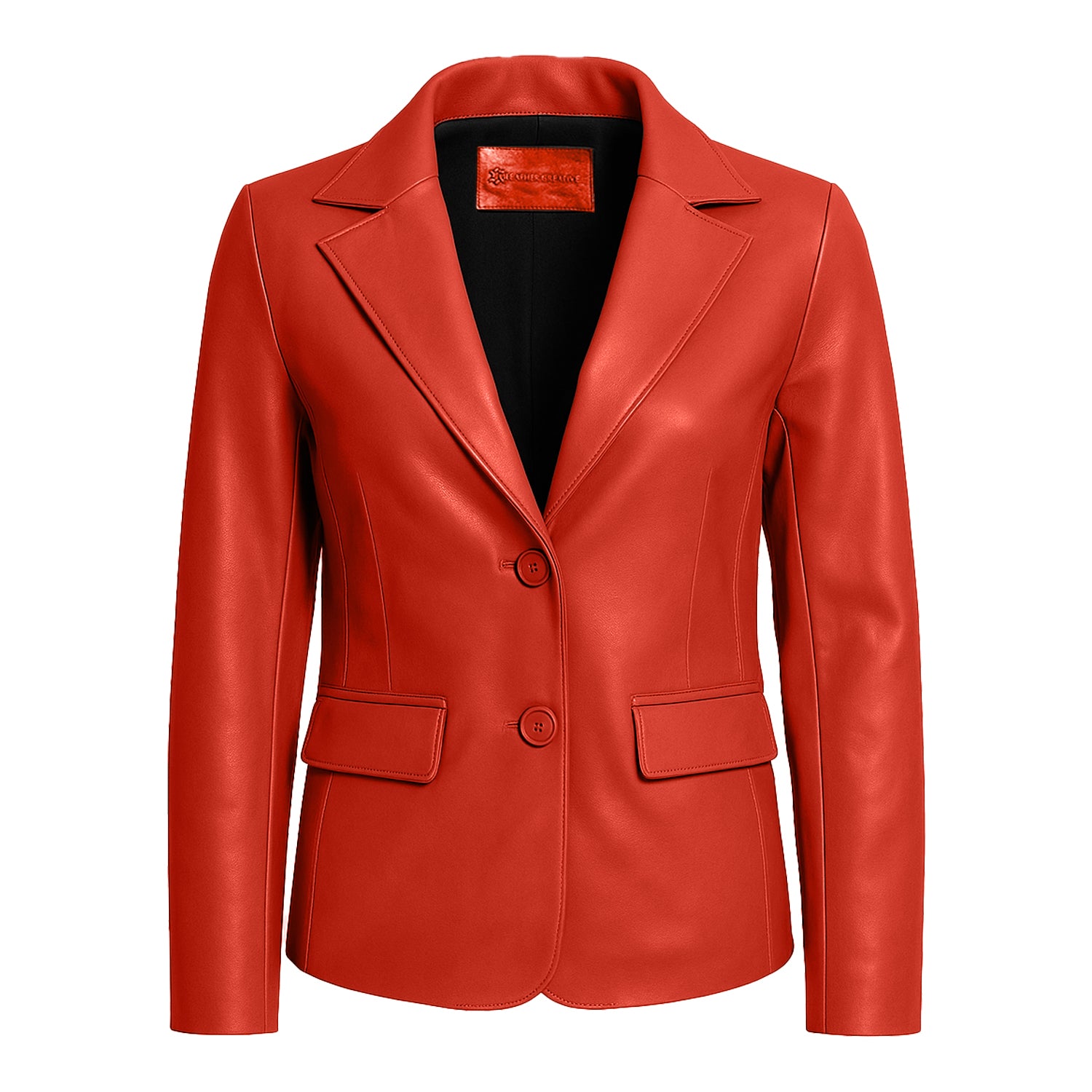 Women Slim Fit Leather Blazzer