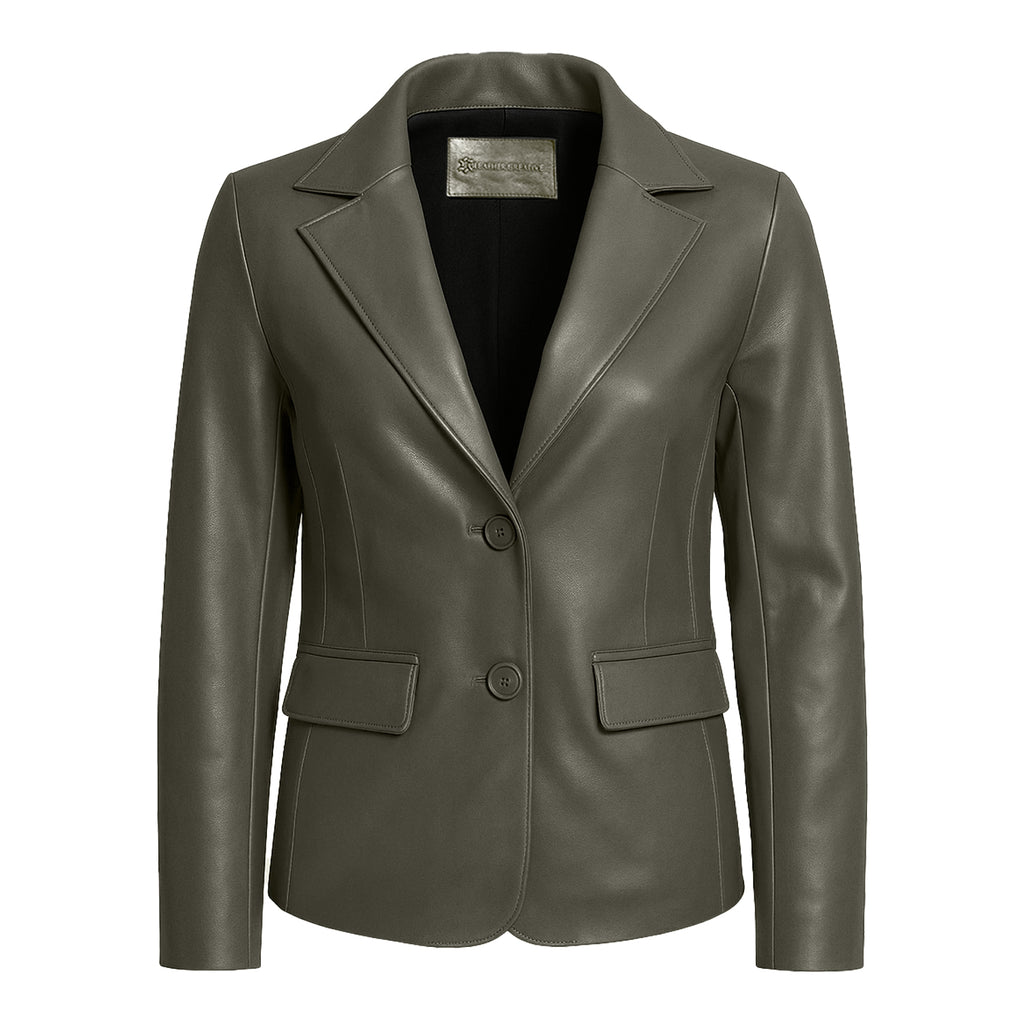 Women Slim Fit Leather Blazzer