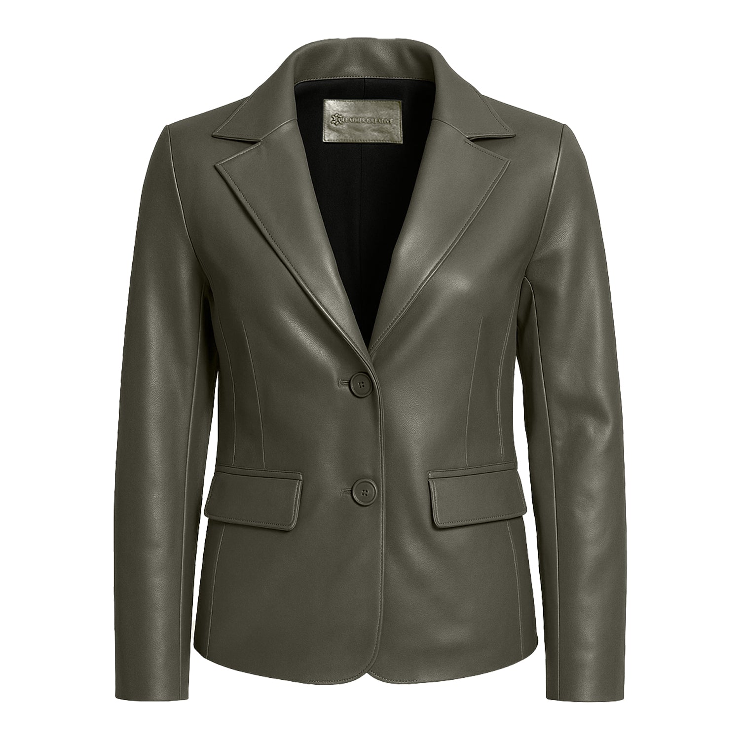 Women Slim Fit Leather Blazzer