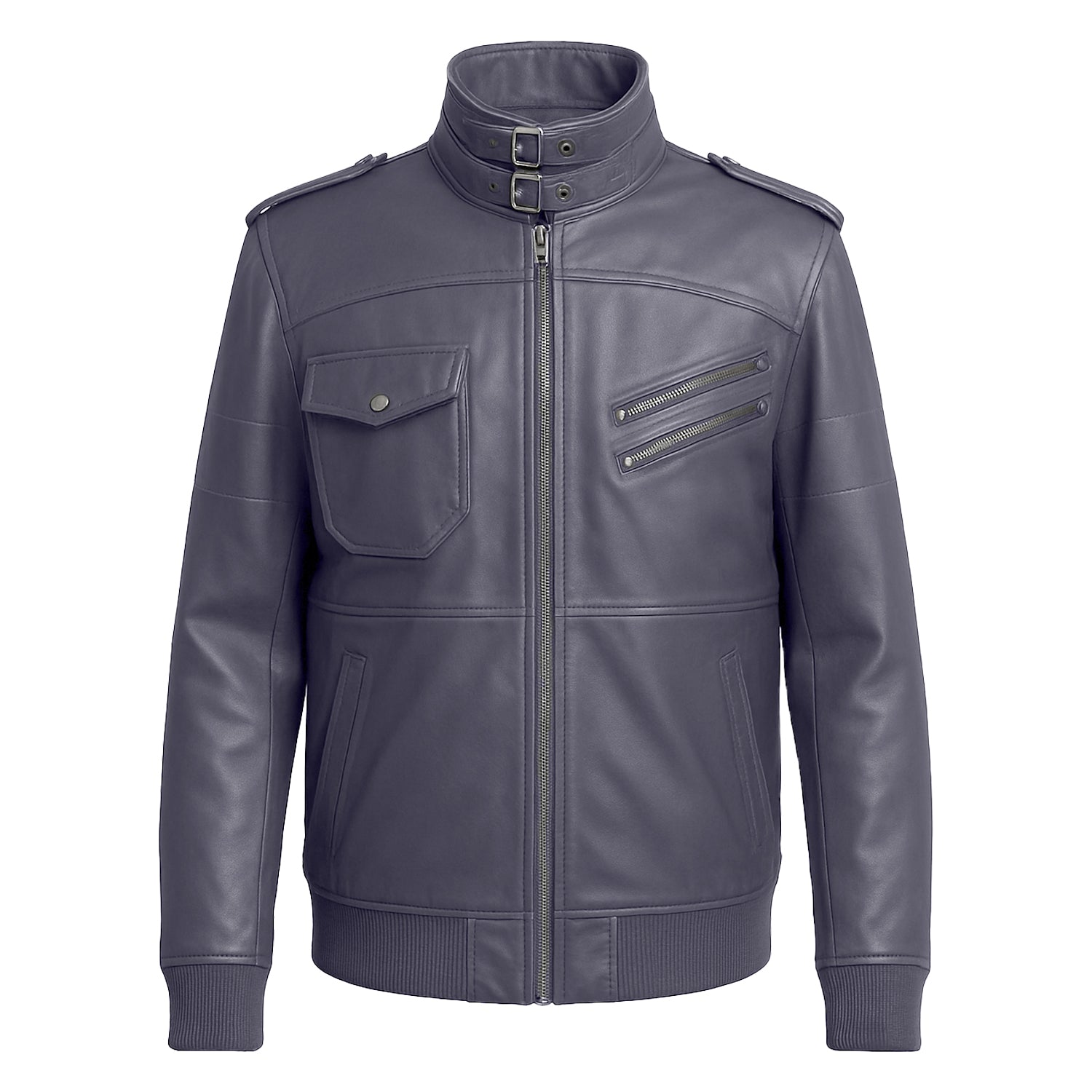 Men’s Sheepskin Stand Collar Leather Jacket