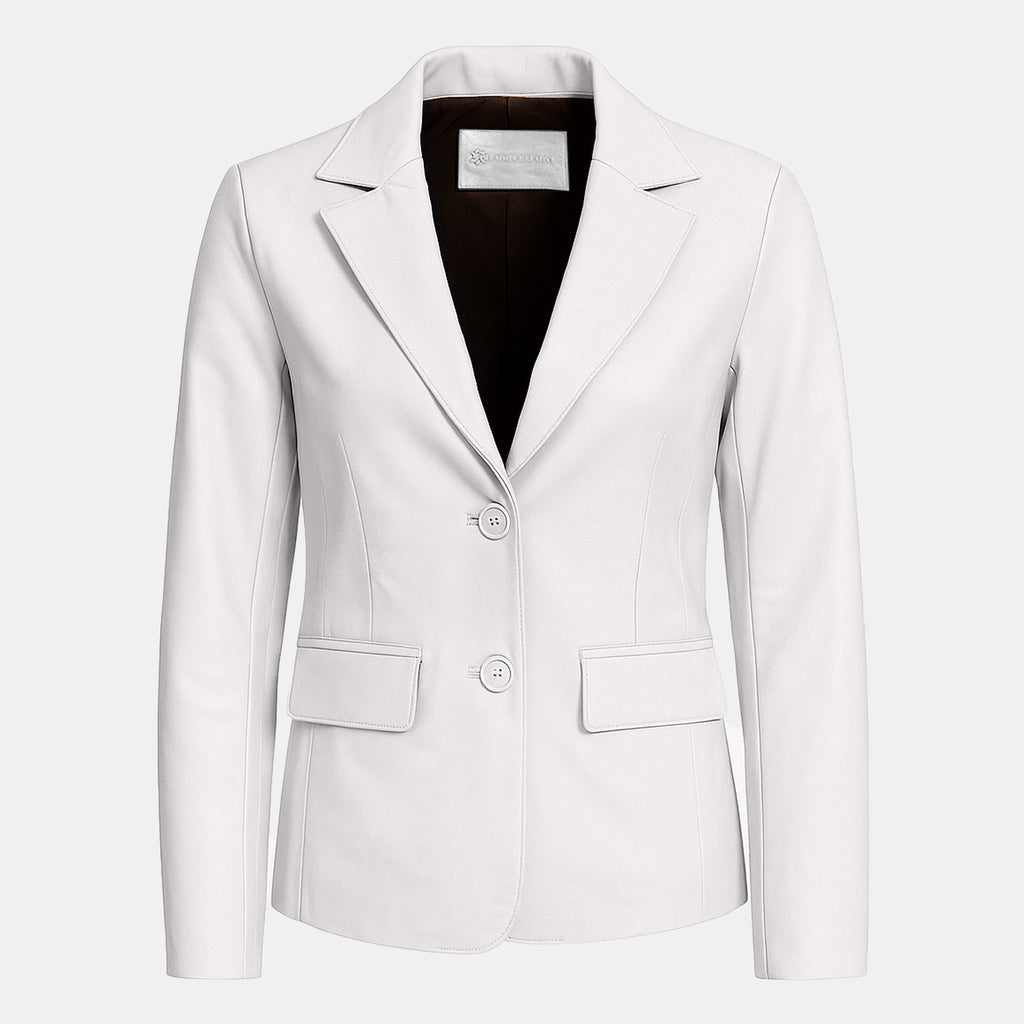 Women Slim Fit Leather Blazzer