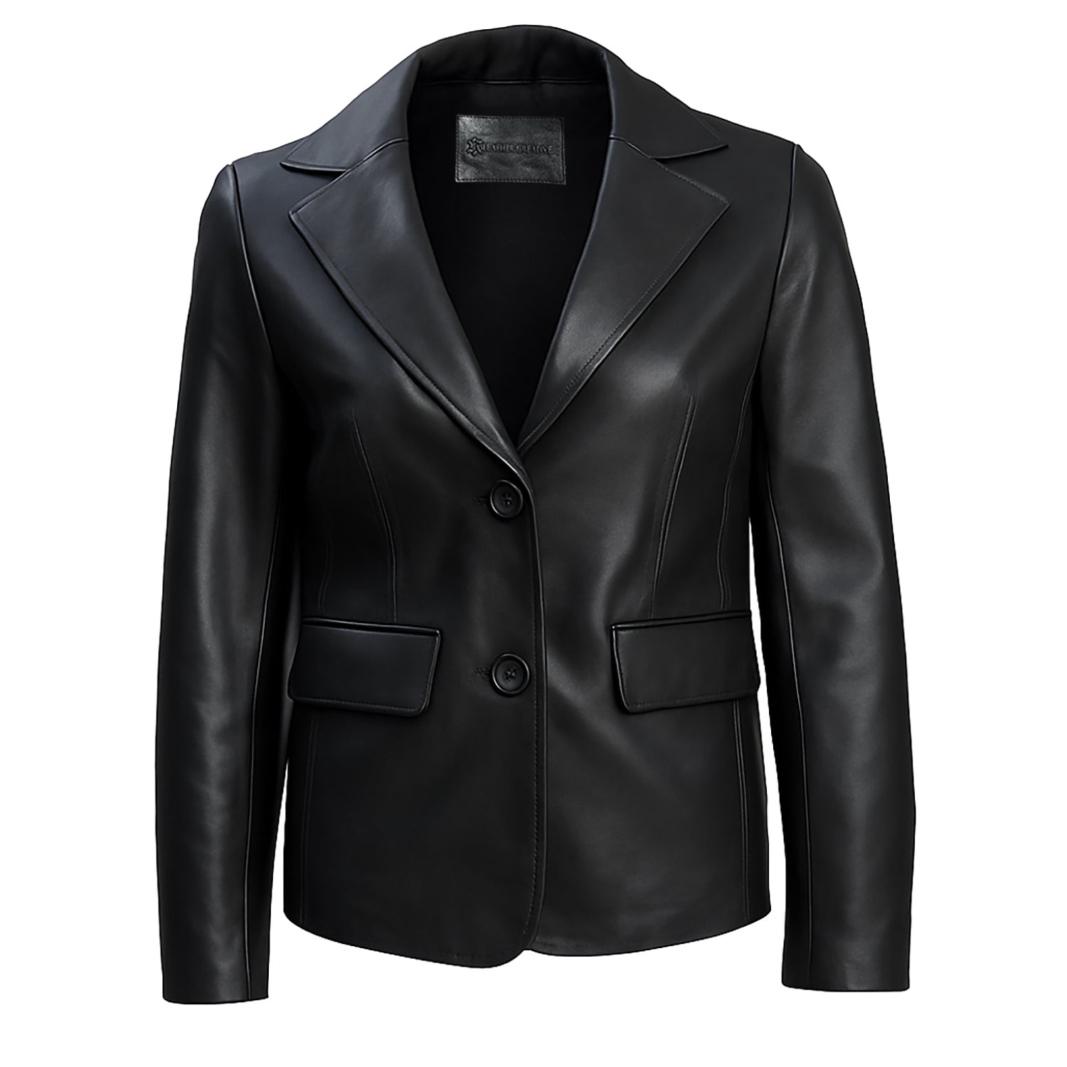 Women Black Leather Blazzer Jacket