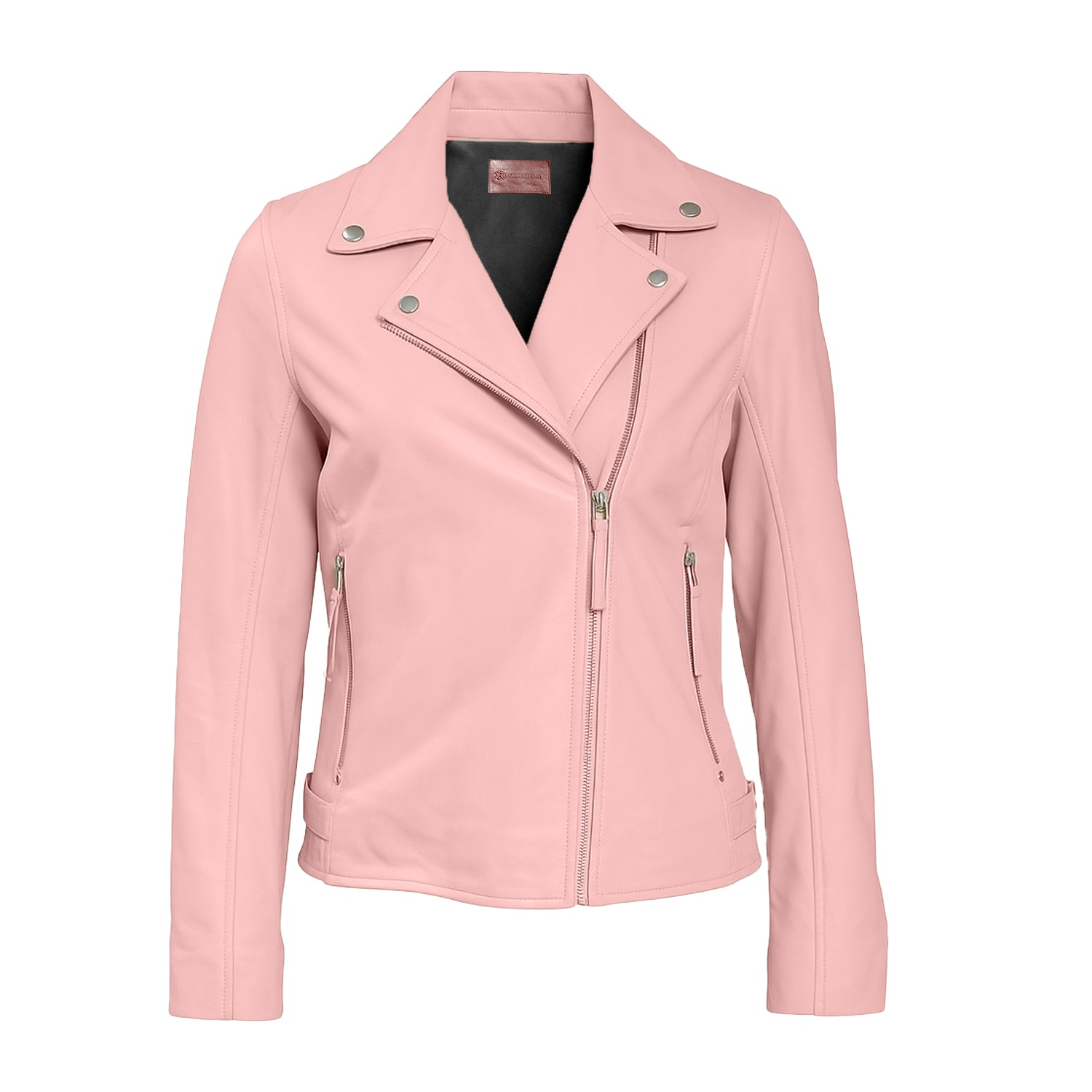 Pink Bomber Leather Jacket Women