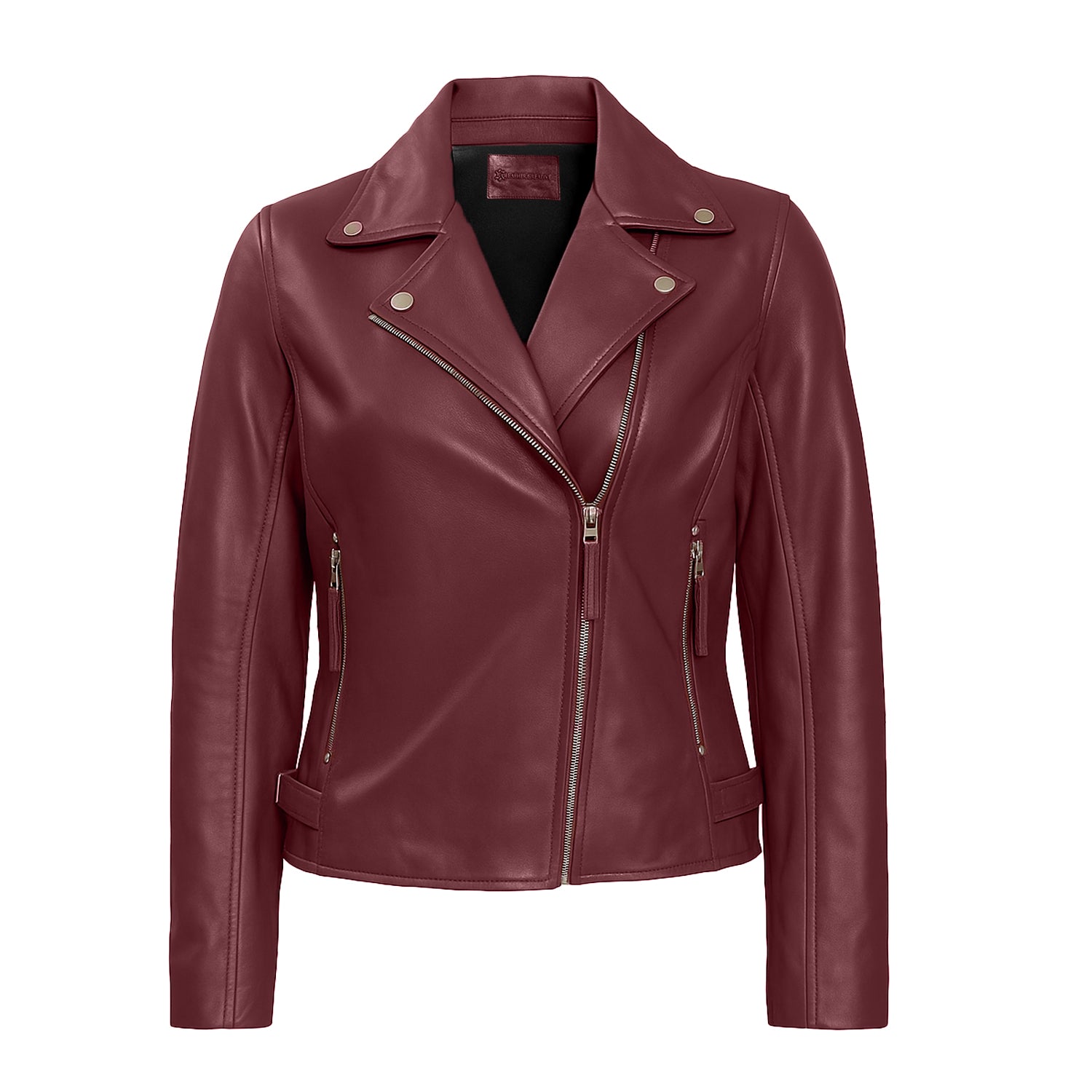 Women Maroon Leather Jacket Sale