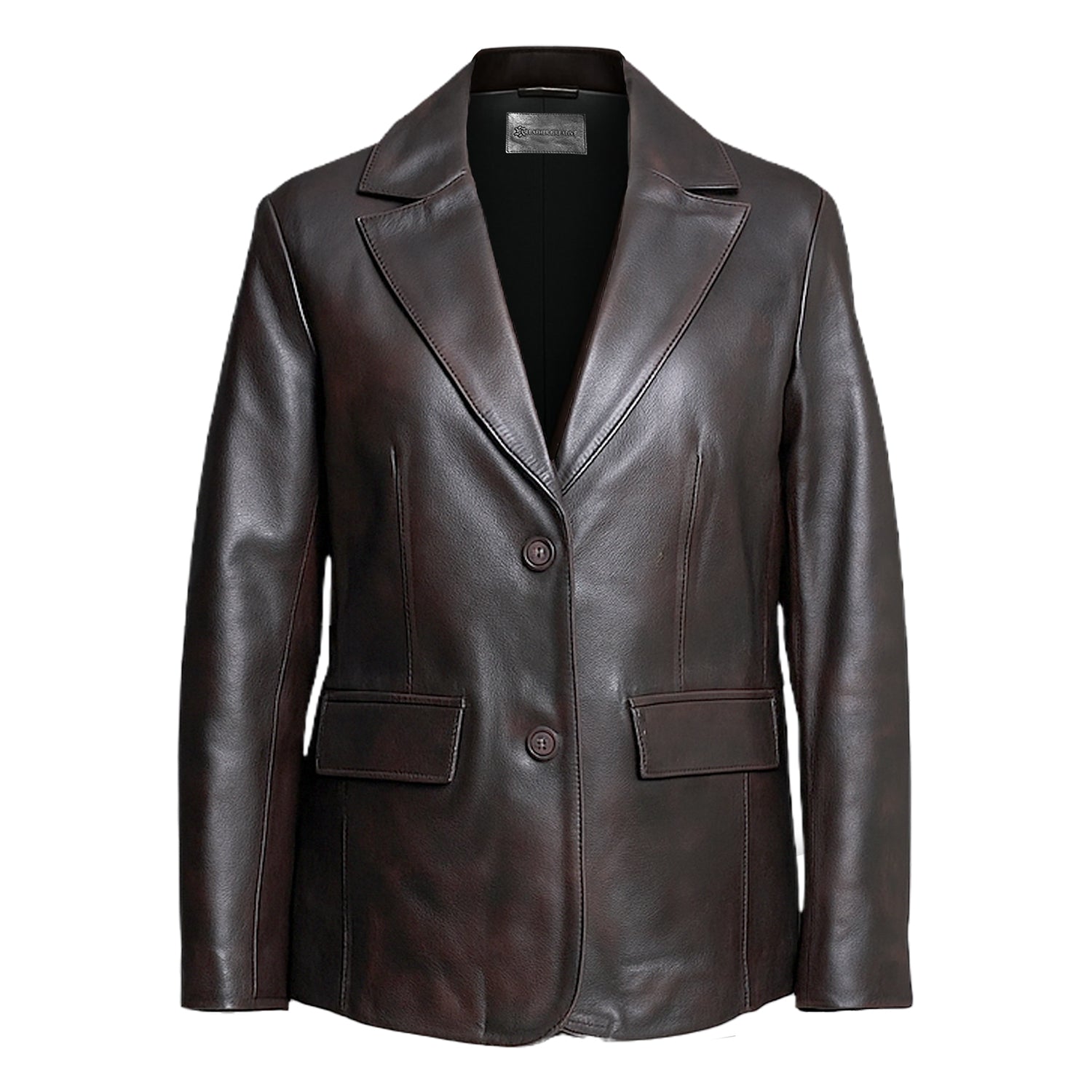 Women Slim Fit Leather Blazzer