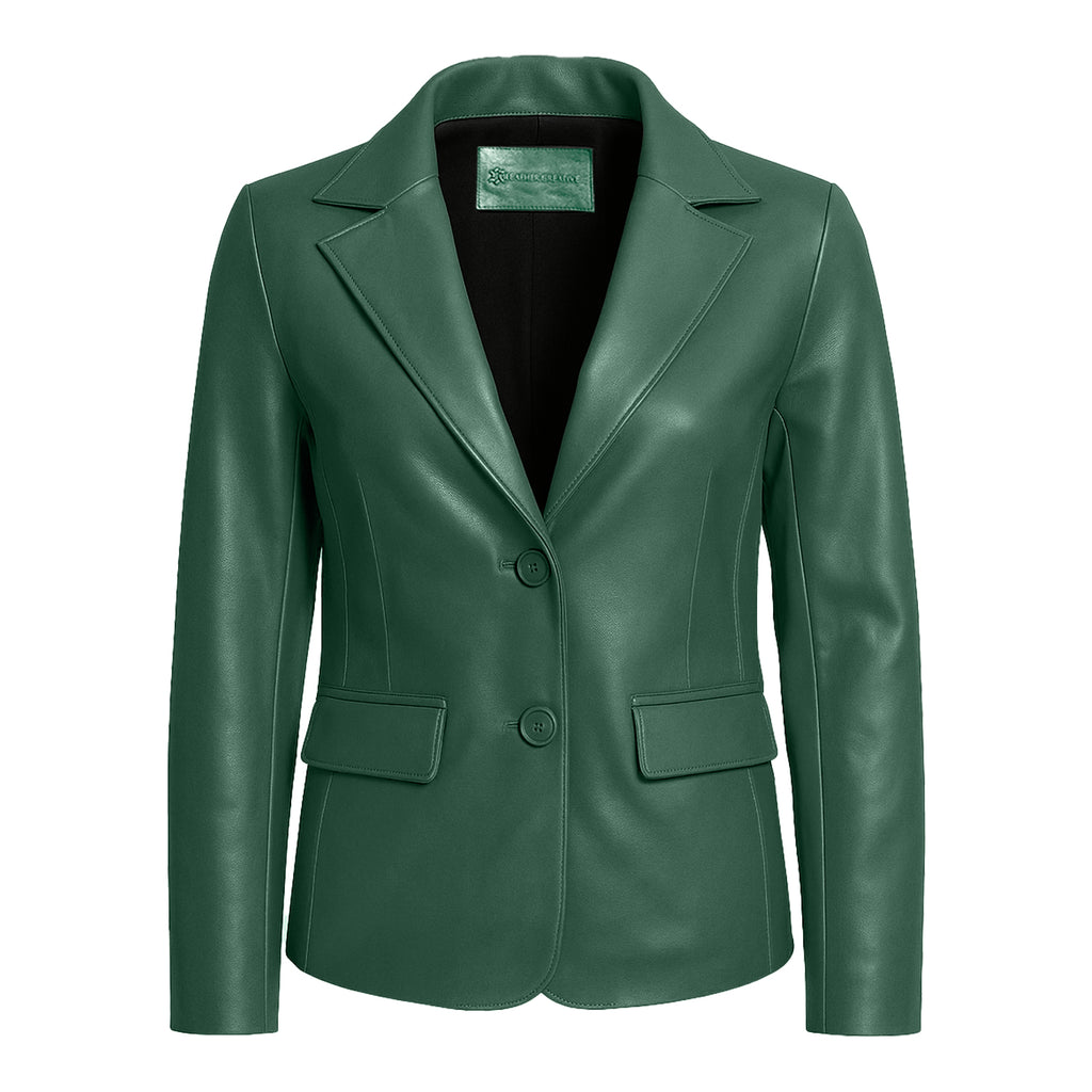 Women Slim Fit Leather Blazzer