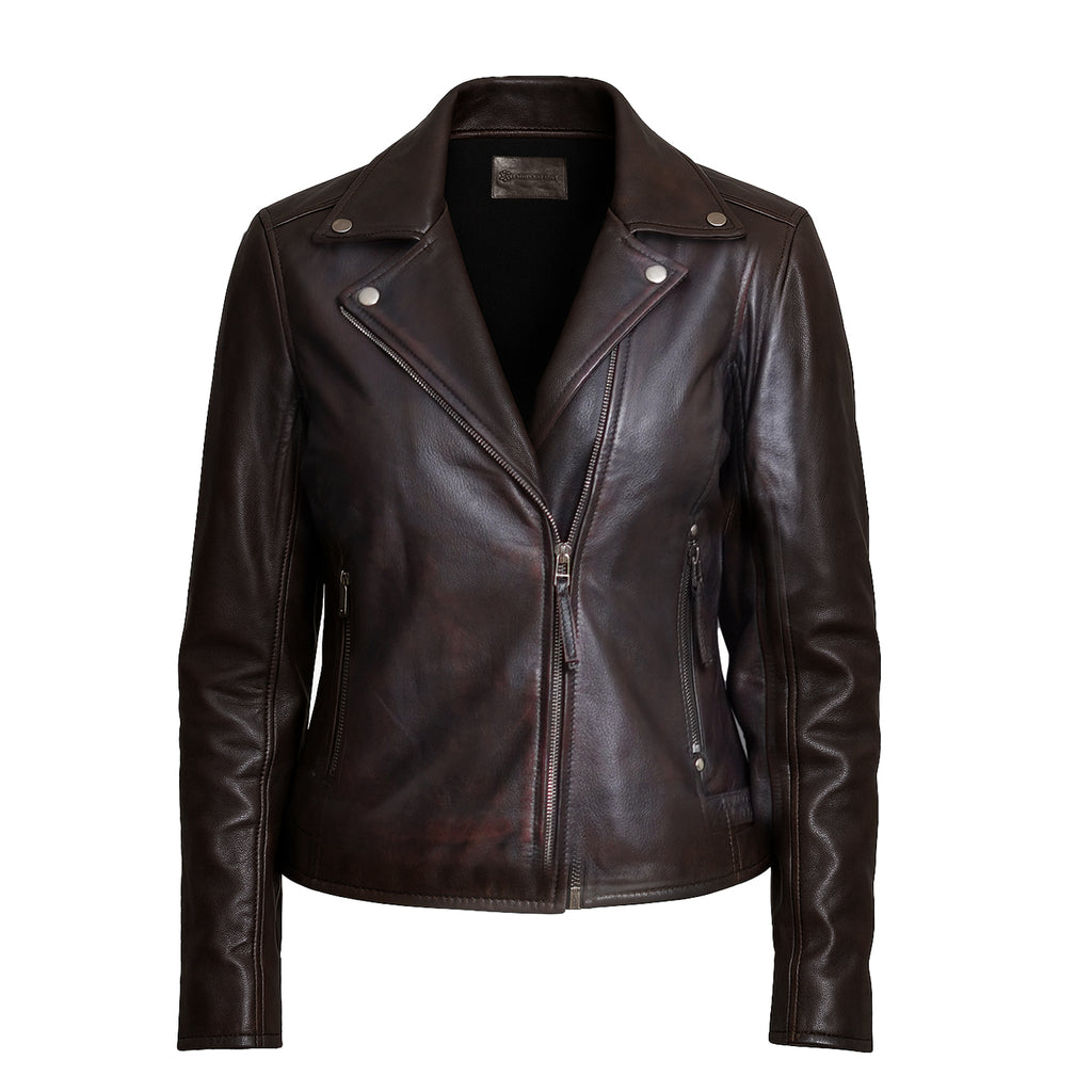 Cute Reddish Leather Jacket Women
