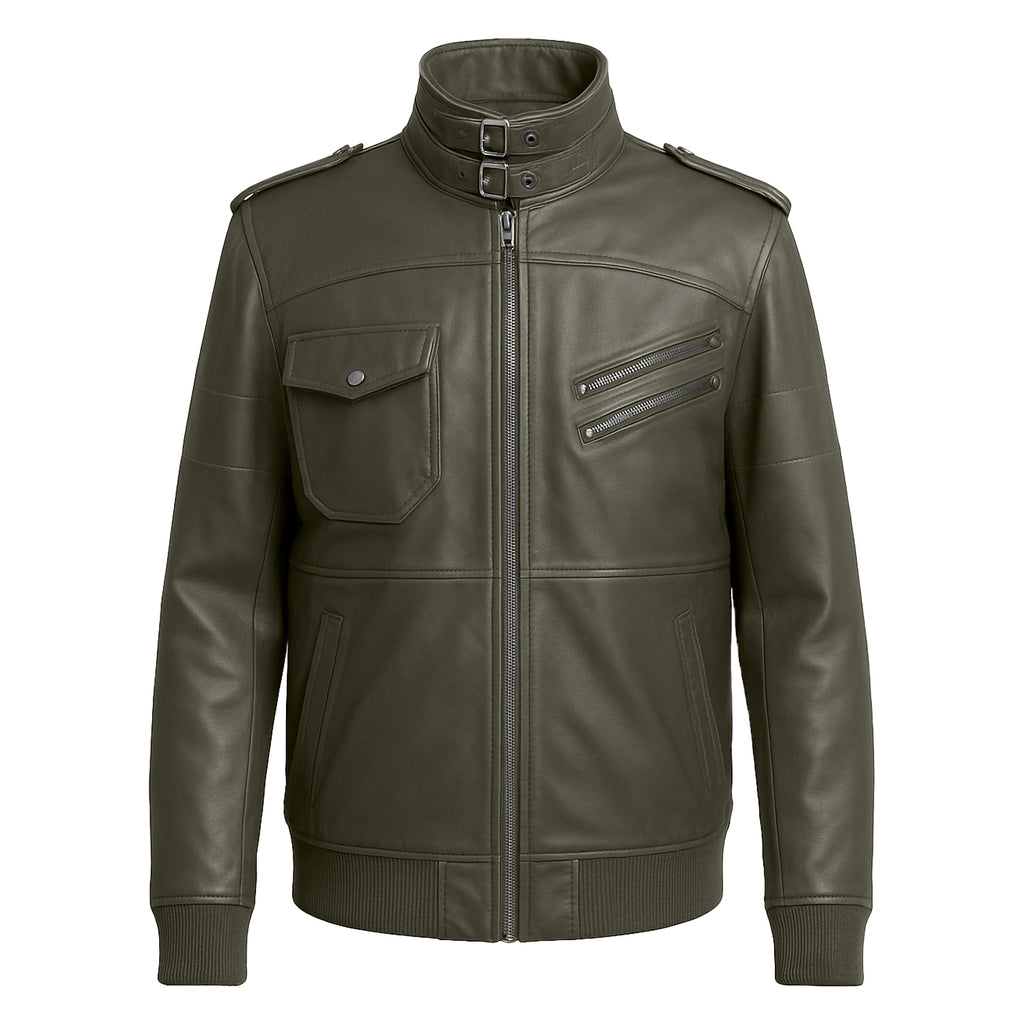 Men’s Genuine Sheepskin Biker Leather Jacket
