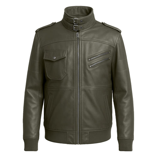 Men’s Genuine Sheepskin Biker Leather Jacket LC-0980