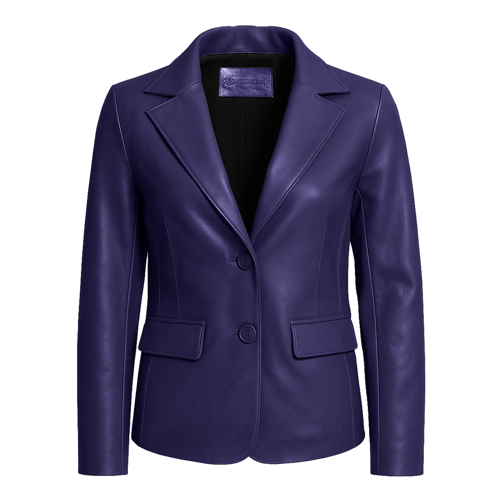 Women Purple Leather Blazzer Jacket