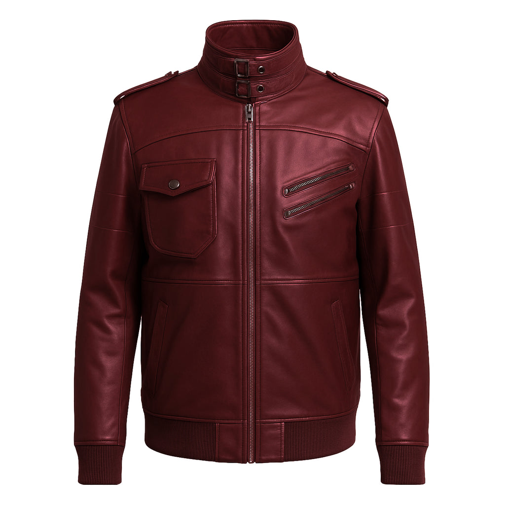 Men’s Sheepskin Biker Quilted Leather Jacket
