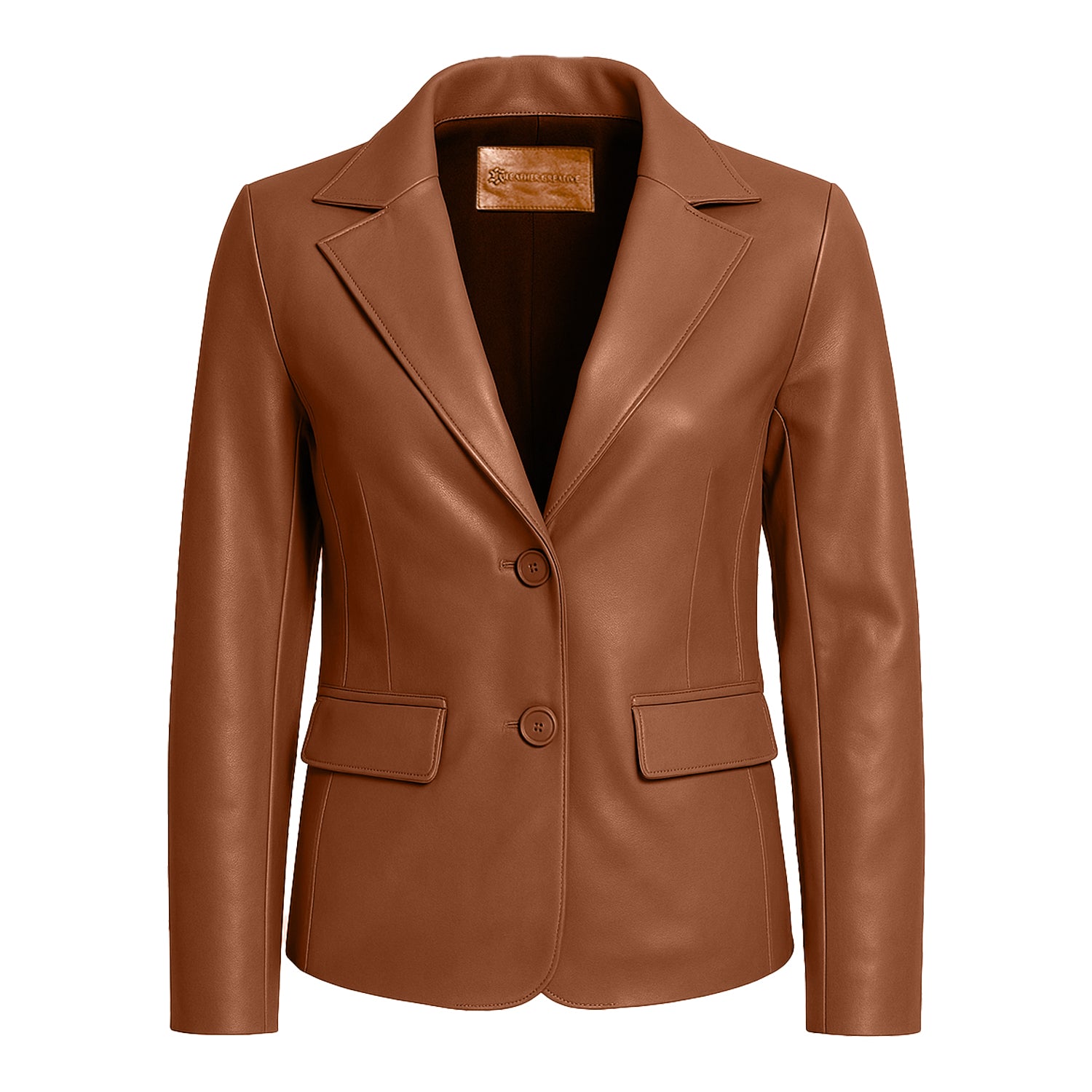 Women Slim Fit Leather Blazzer