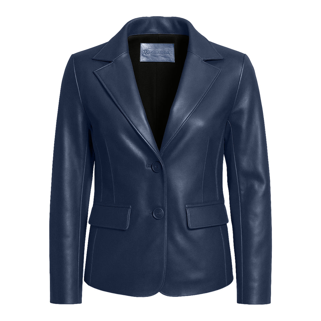 Women Slim Fit Leather Blazzer