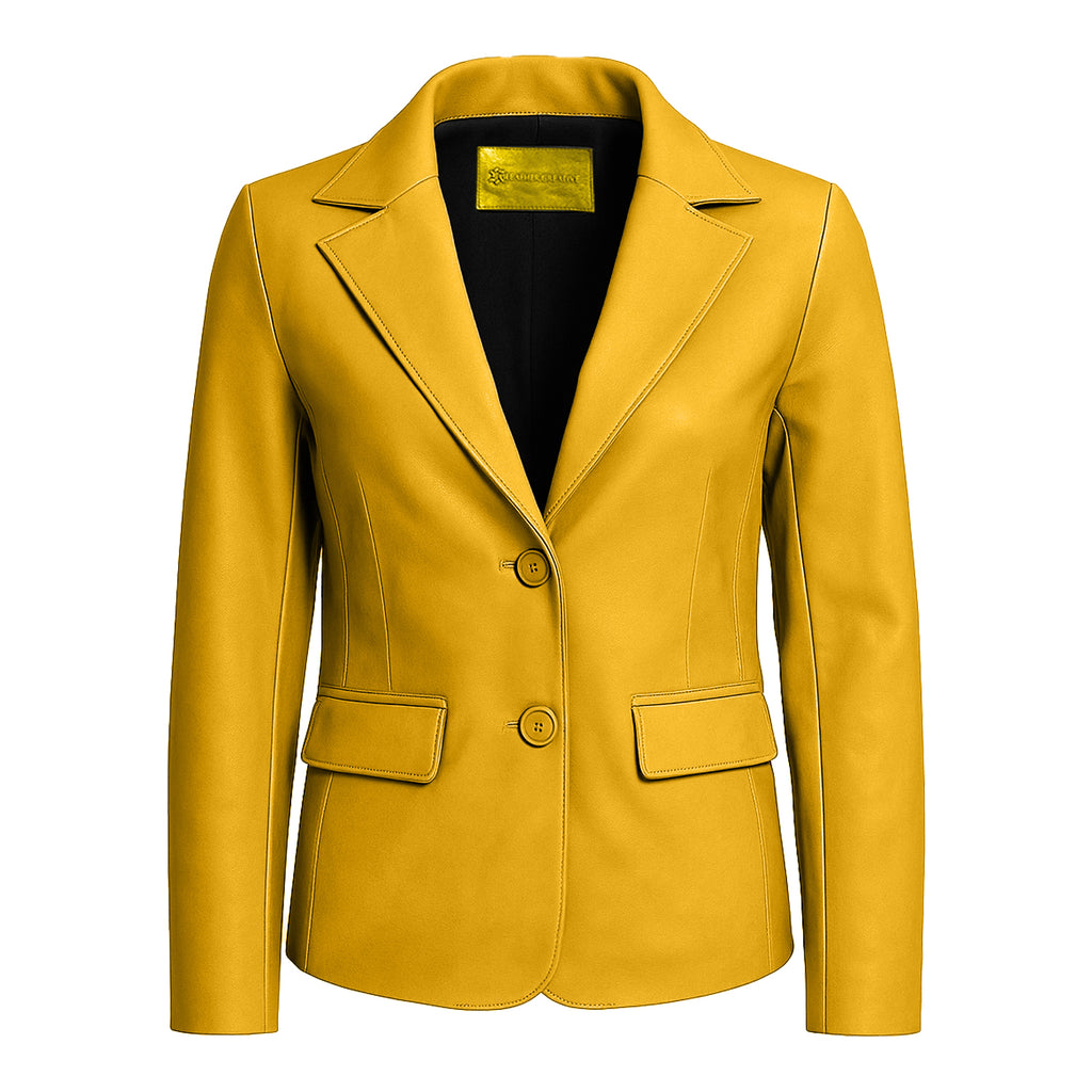 Women Slim Fit Leather Blazzer