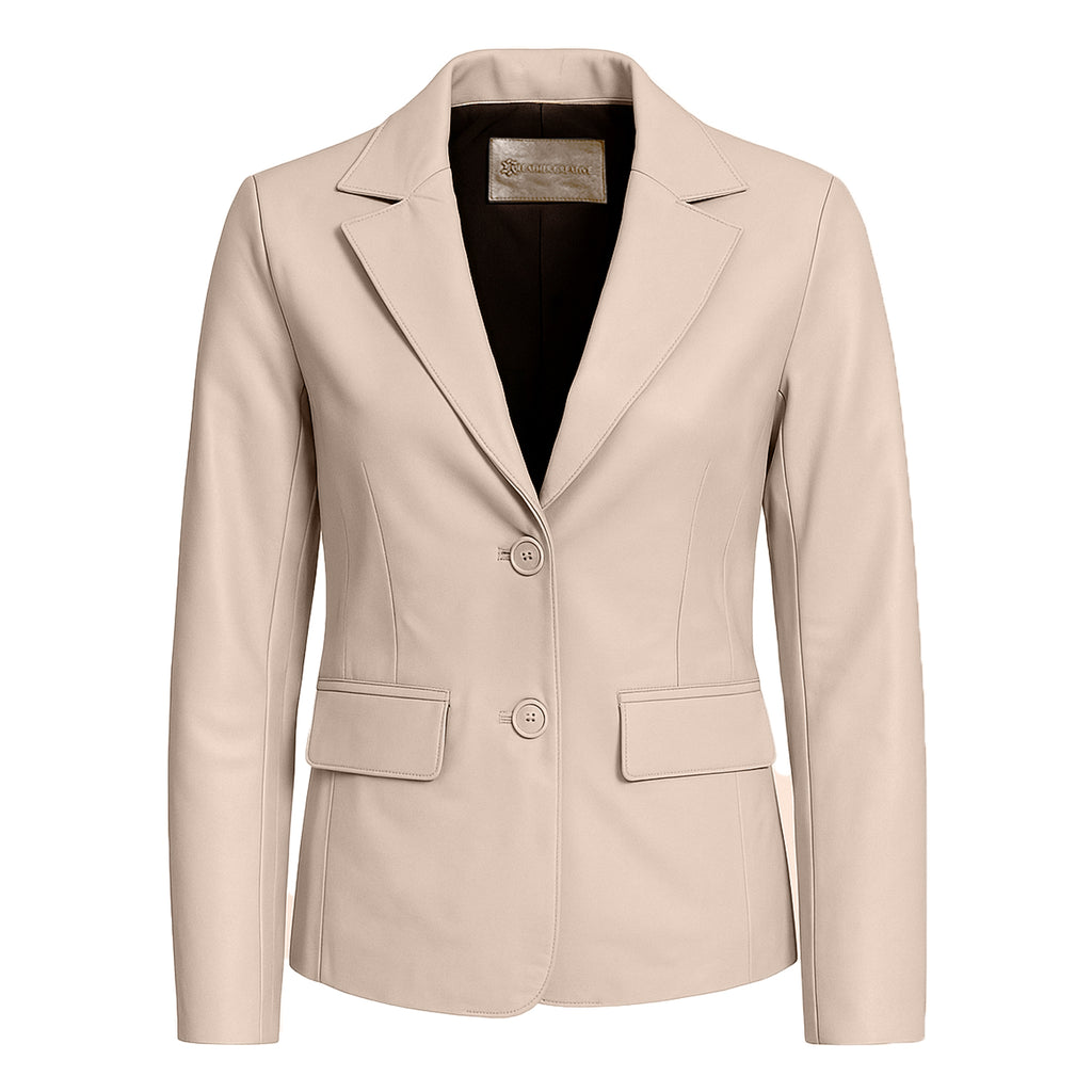 Women Slim Fit Leather Blazzer