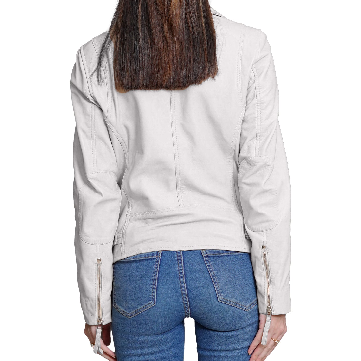 White Leather Jacket Women Distressed