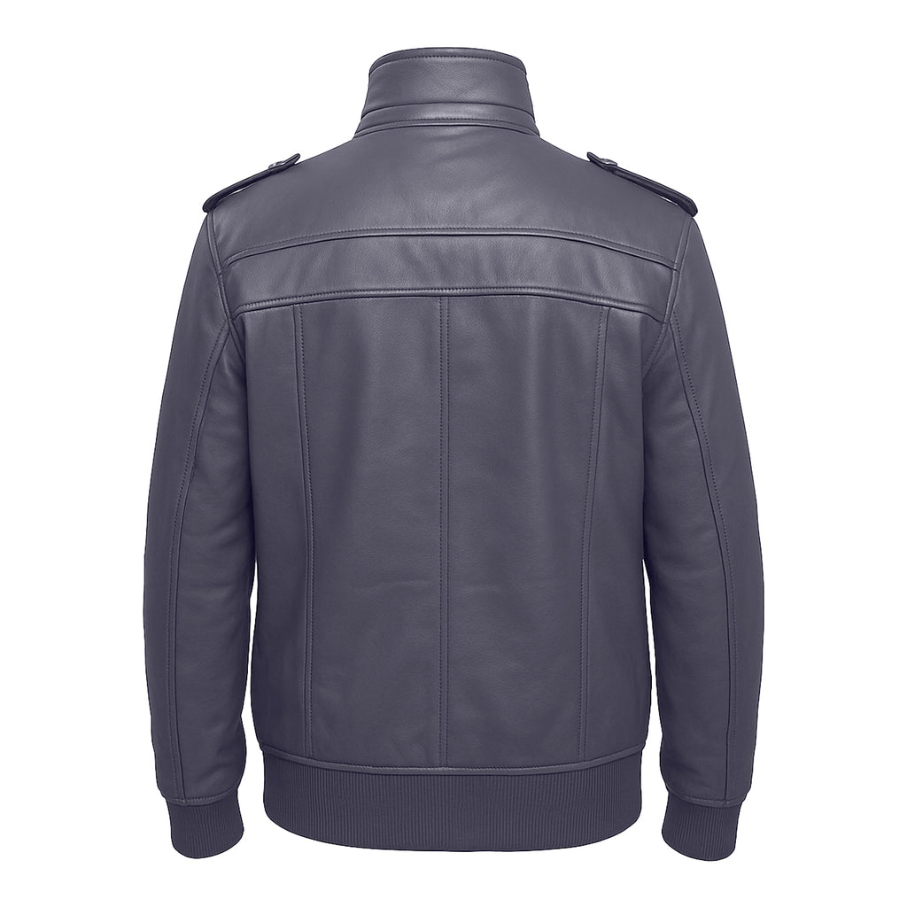 Men’s Sheepskin Stand Collar Leather Jacket