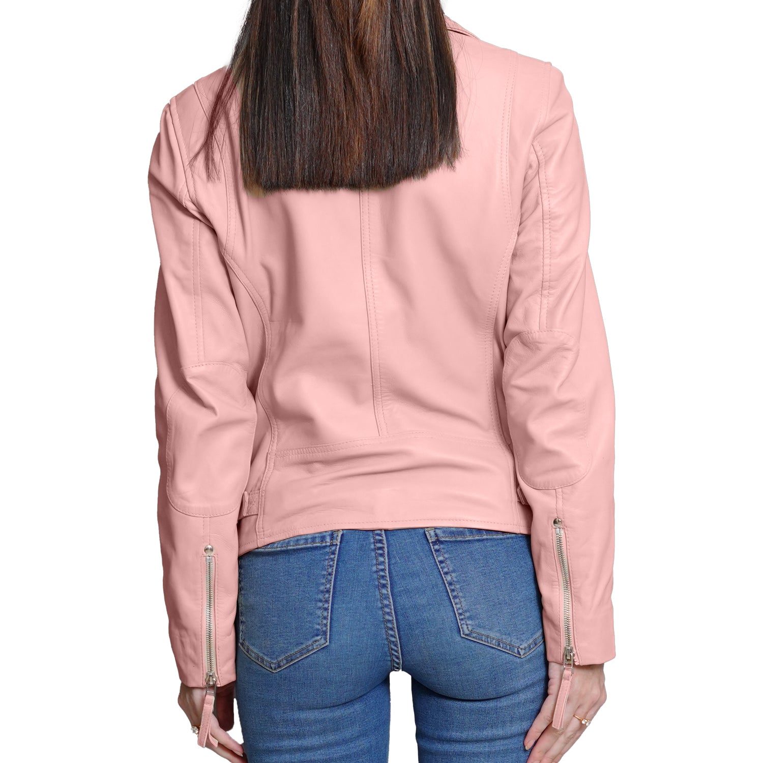 Pink Bomber Leather Jacket Women