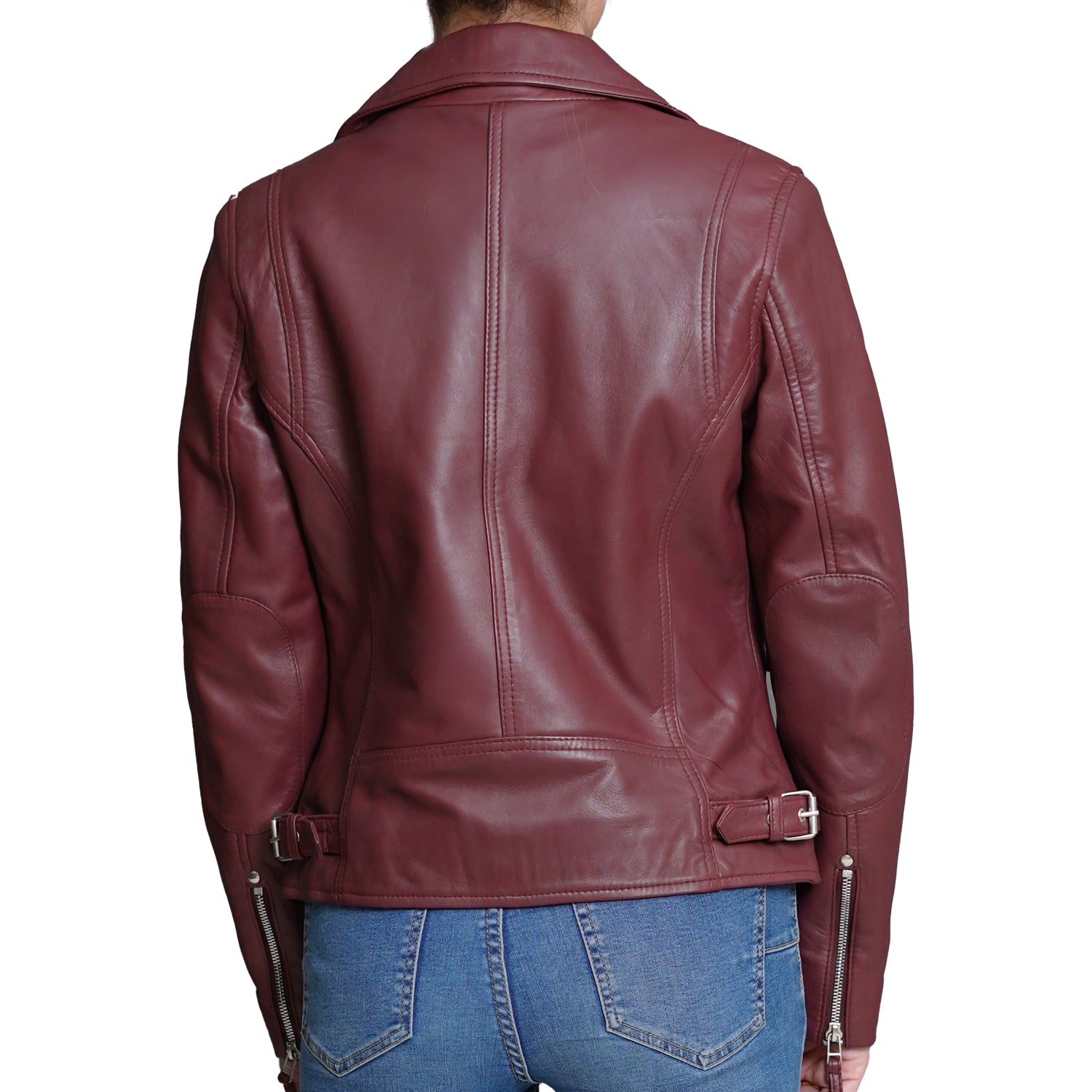 Women Maroon Leather Jacket Sale