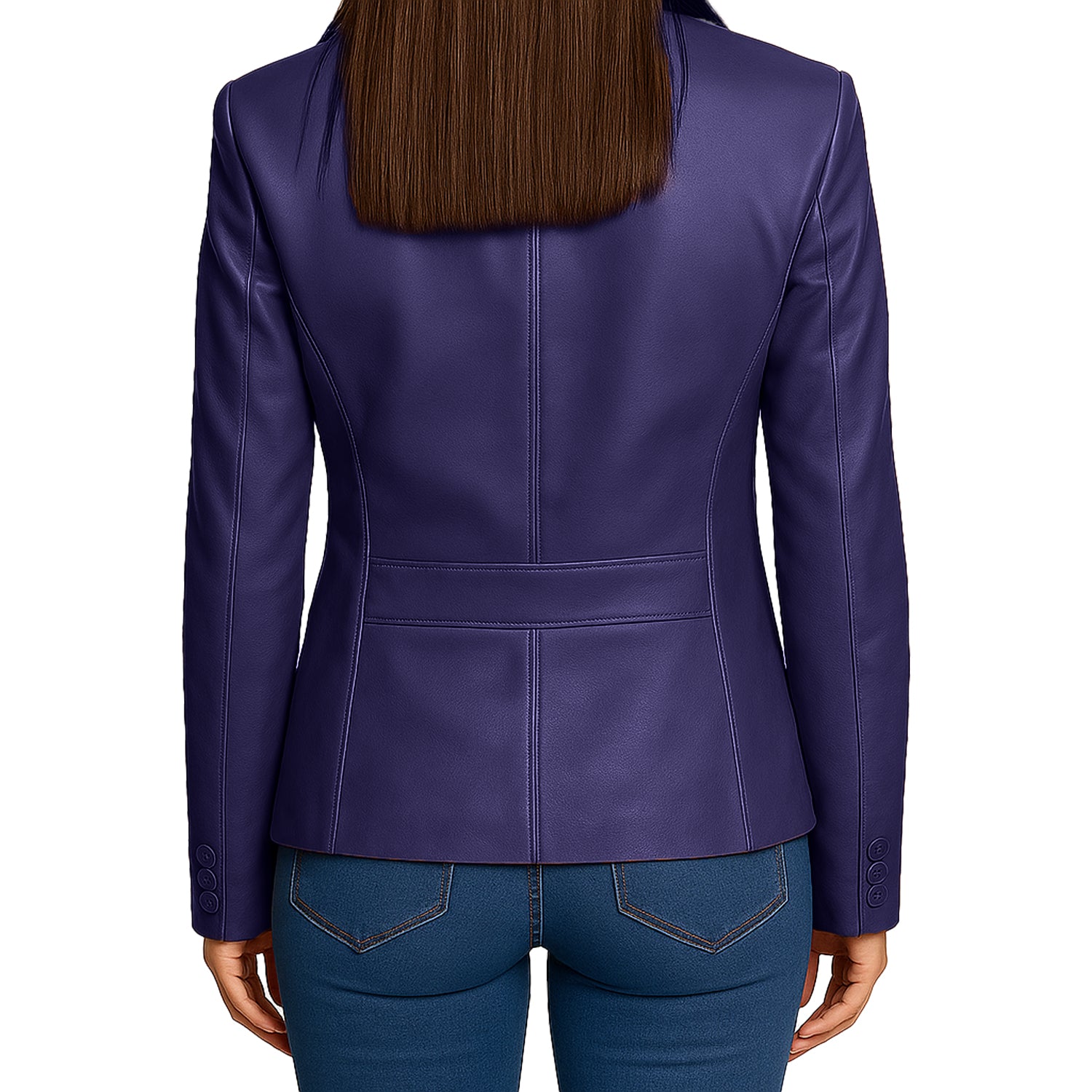 Women Purple Leather Blazzer Jacket