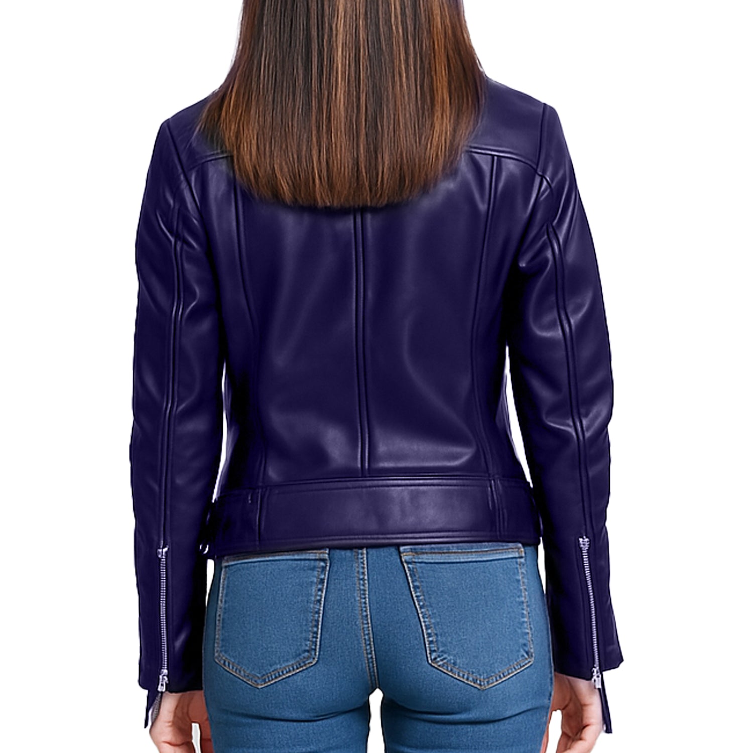 Purple Biker Leather Jacket Women