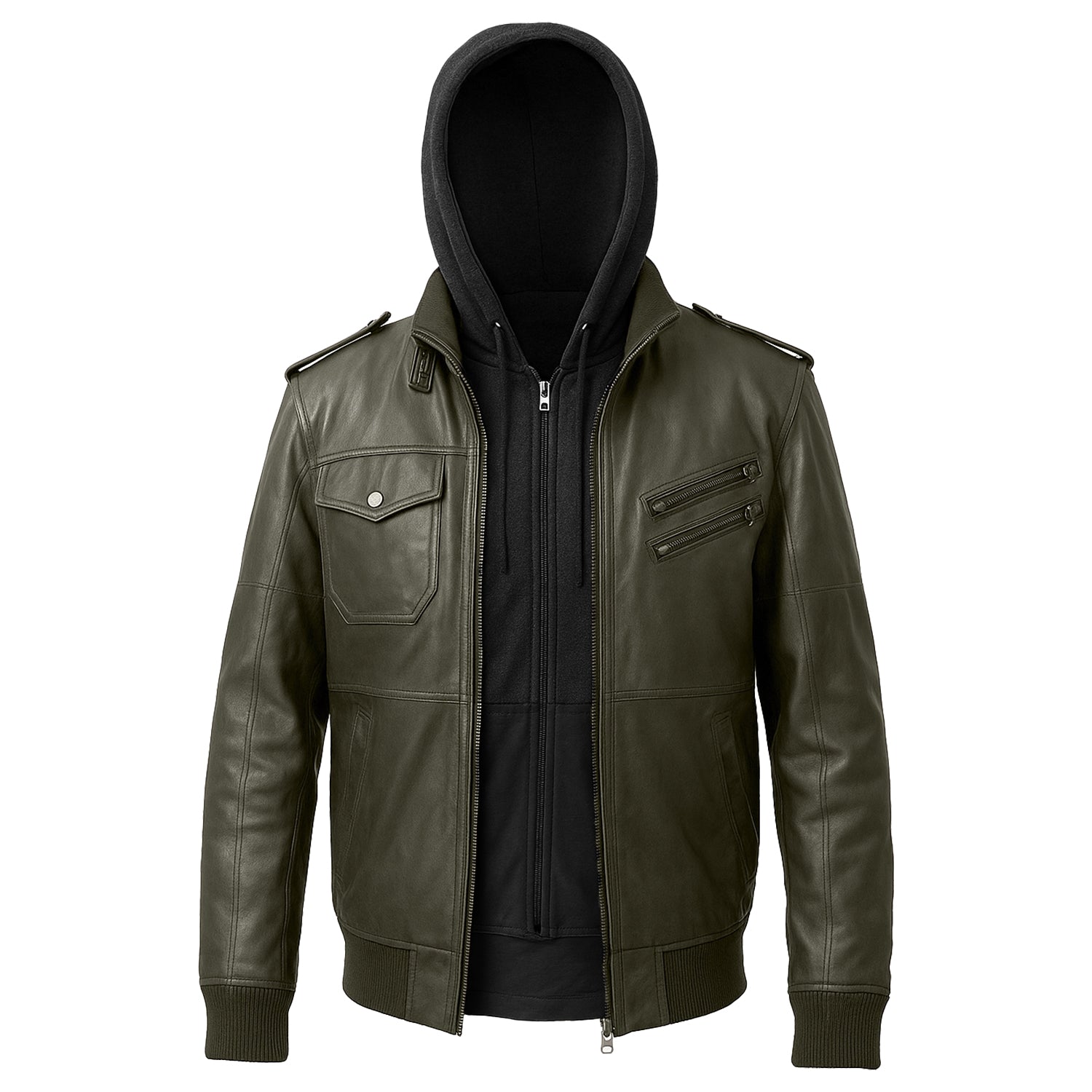 Men's Hooded Motorcycle Leather Jacket