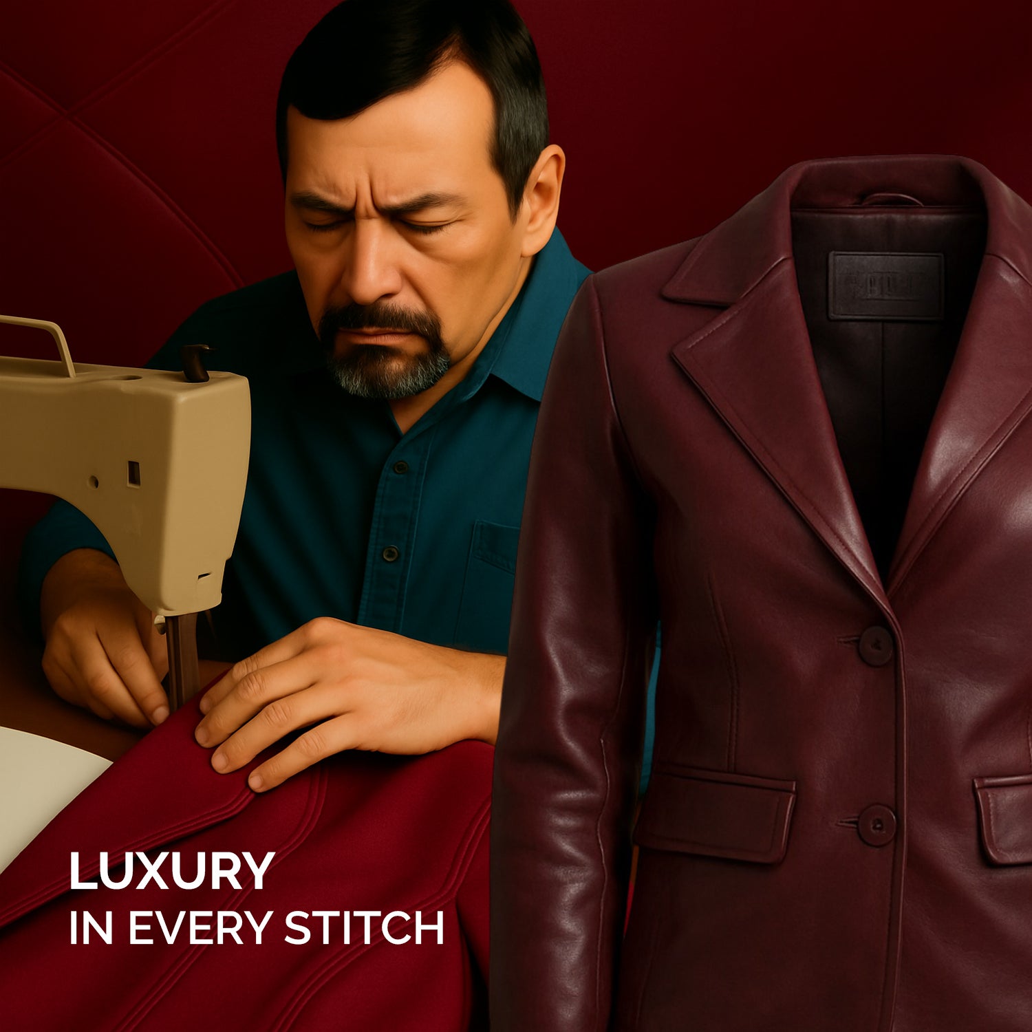 Women Maroon Leather Blazzer Jacket