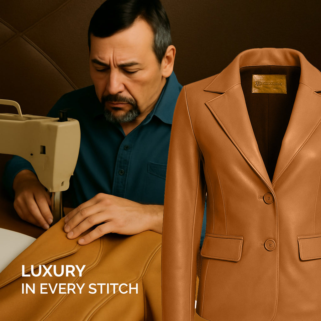 Women Mustard  Leather Blazzer Jacket
