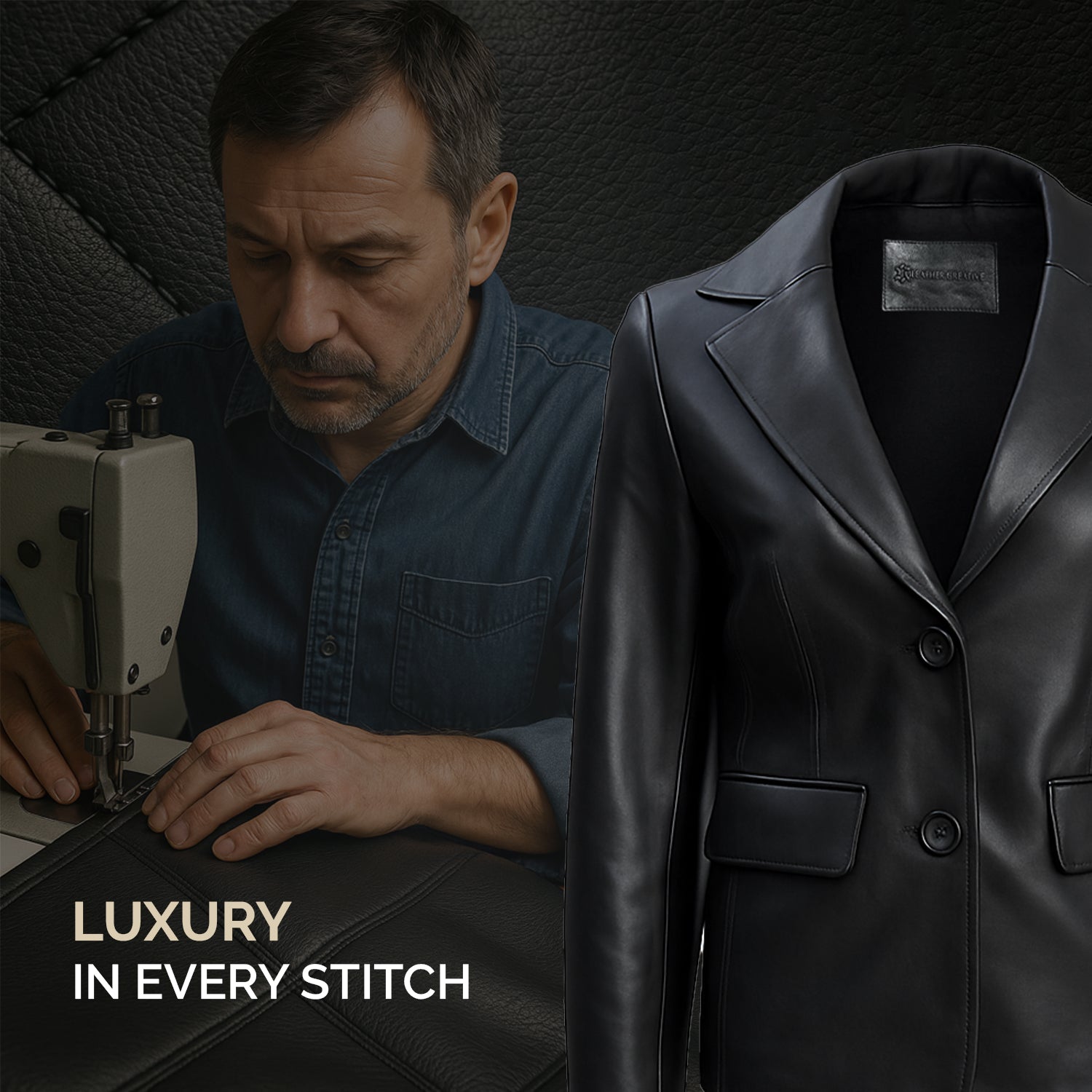 Women Black Leather Blazzer Jacket