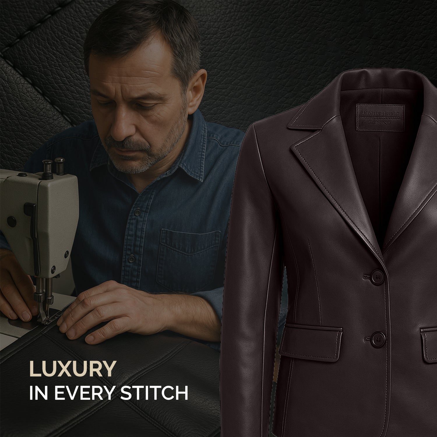 Women Brown Leather Blazzer Jacket
