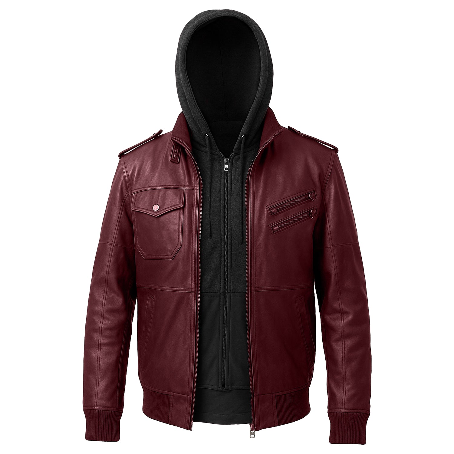 Men's Hooded Motorcycle Leather Jacket