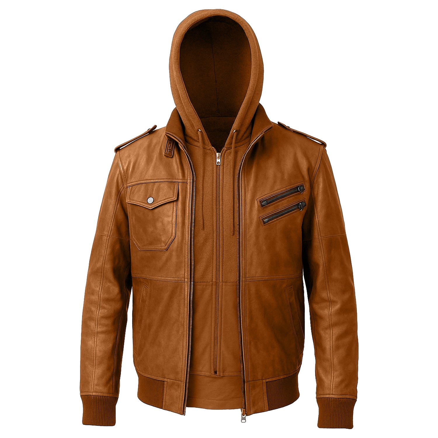 Men’s Hooded Biker Leather Jacket