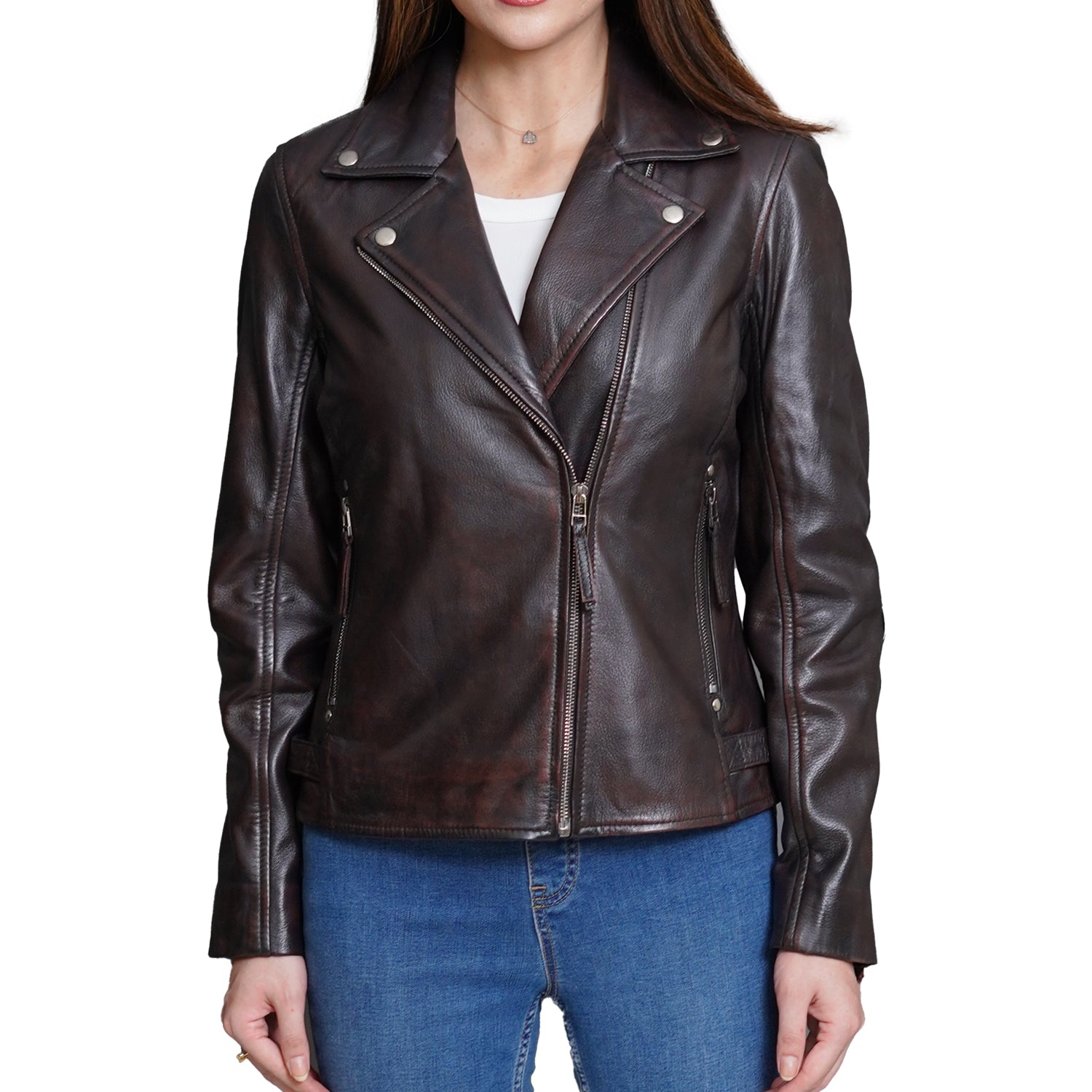 Cute Reddish Leather Jacket Women