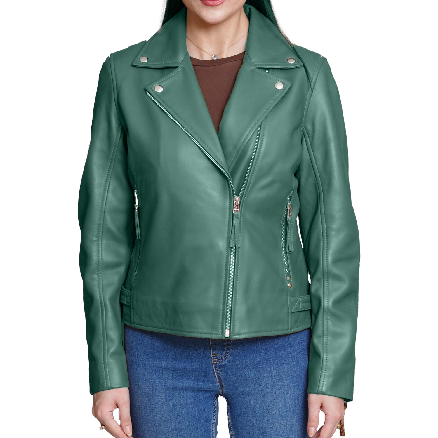 Women Green Leather Jacket Outfit