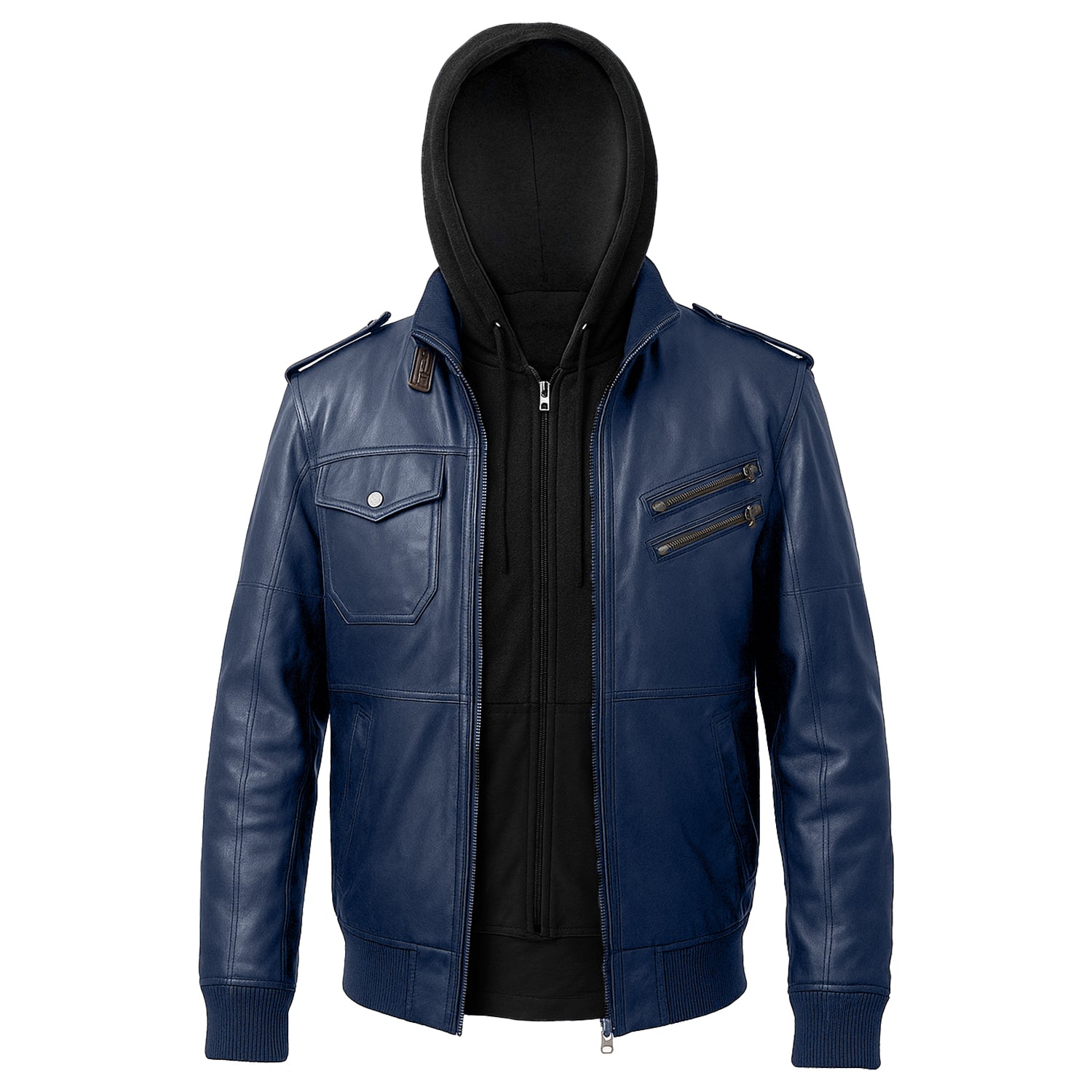 Men's Hooded Motorcycle Leather Jacket