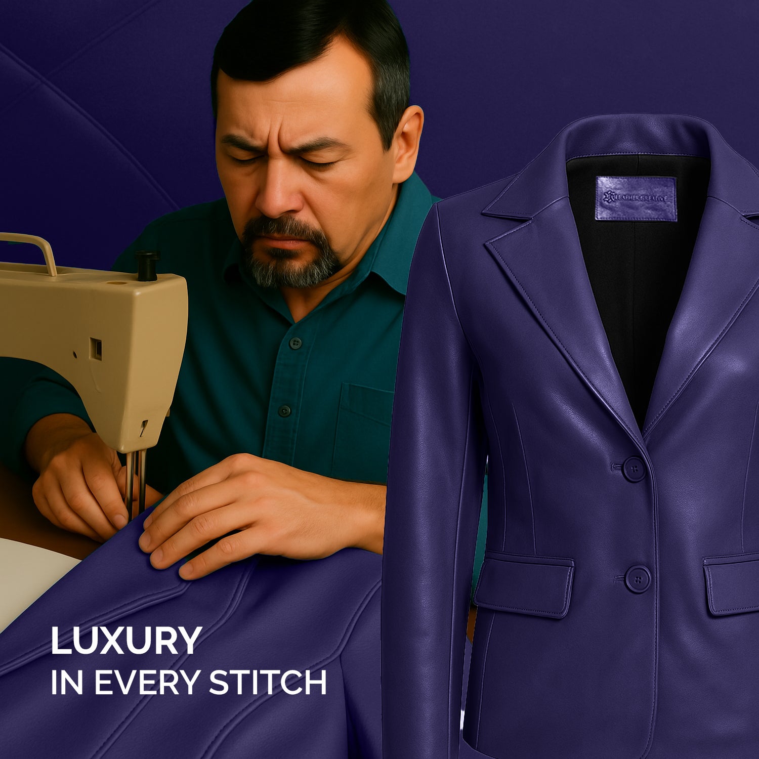 Women Purple Leather Blazzer Jacket