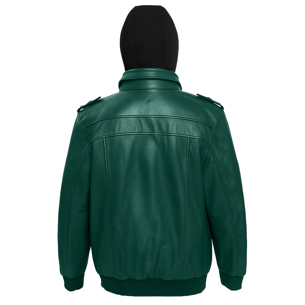 Men's Genuine Sheepskin Hooded Bomber Jacket