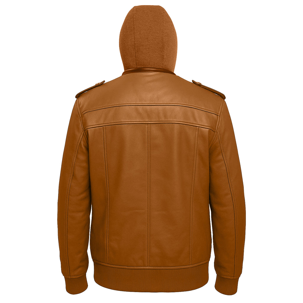 Men’s Hooded Biker Leather Jacket