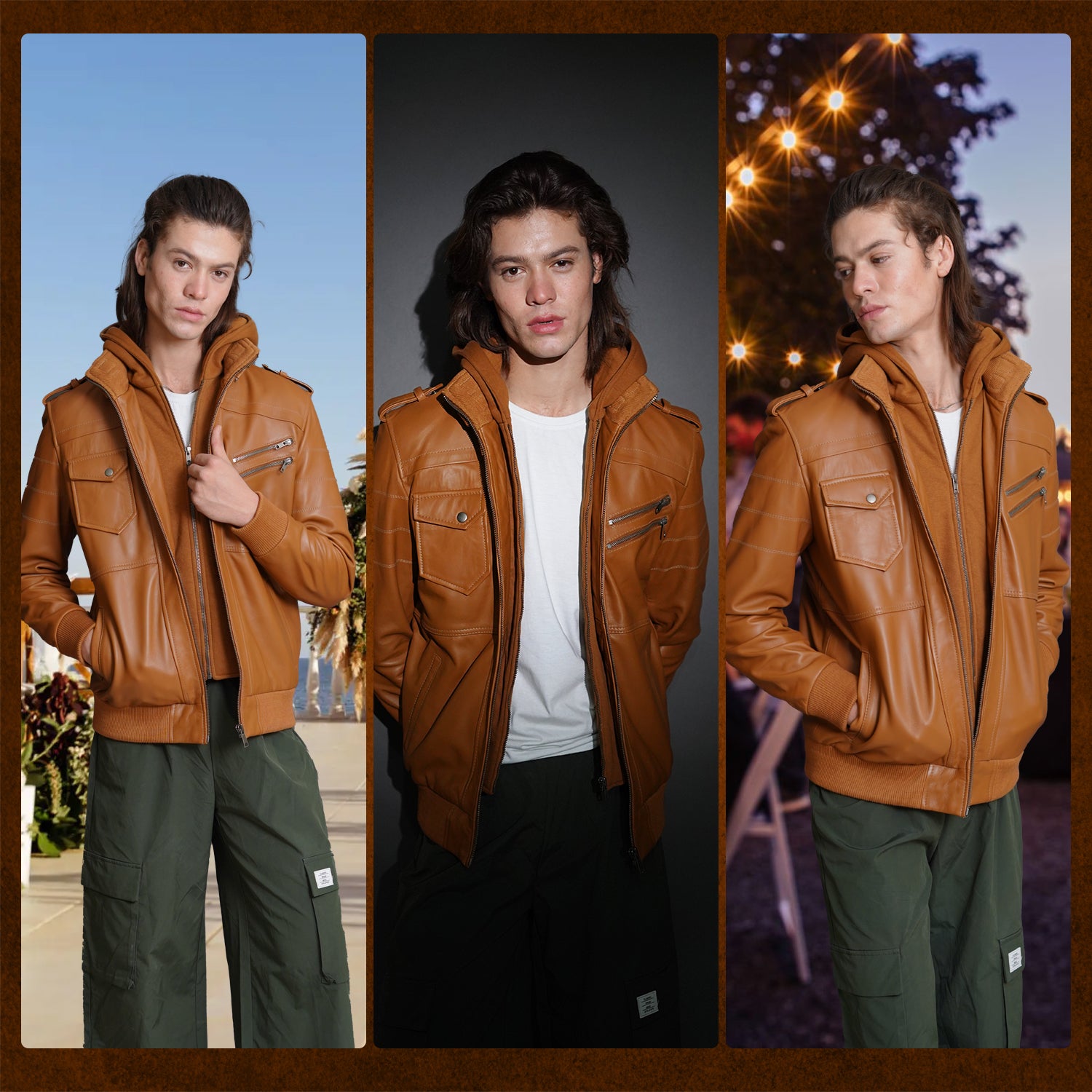 Men’s Hooded Biker Leather Jacket