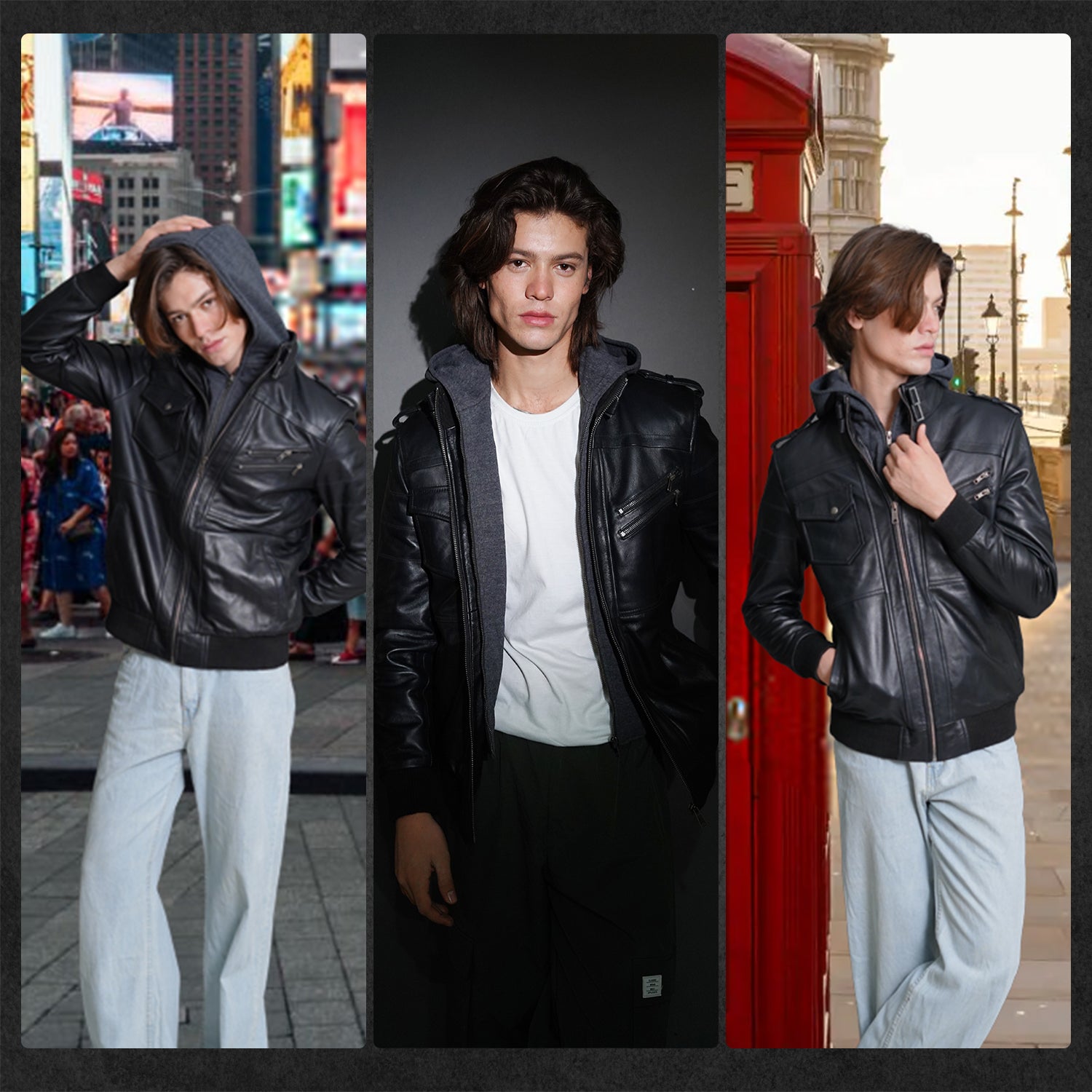 Men's Distressed Motorcycle Leather Jacket