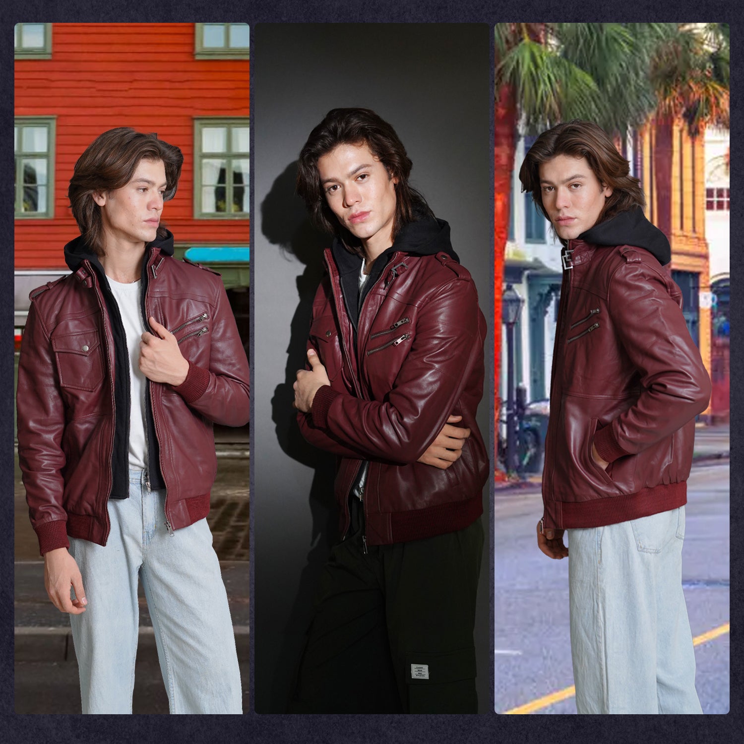 Men’s Sheepskin Biker Quilted Leather Jacket