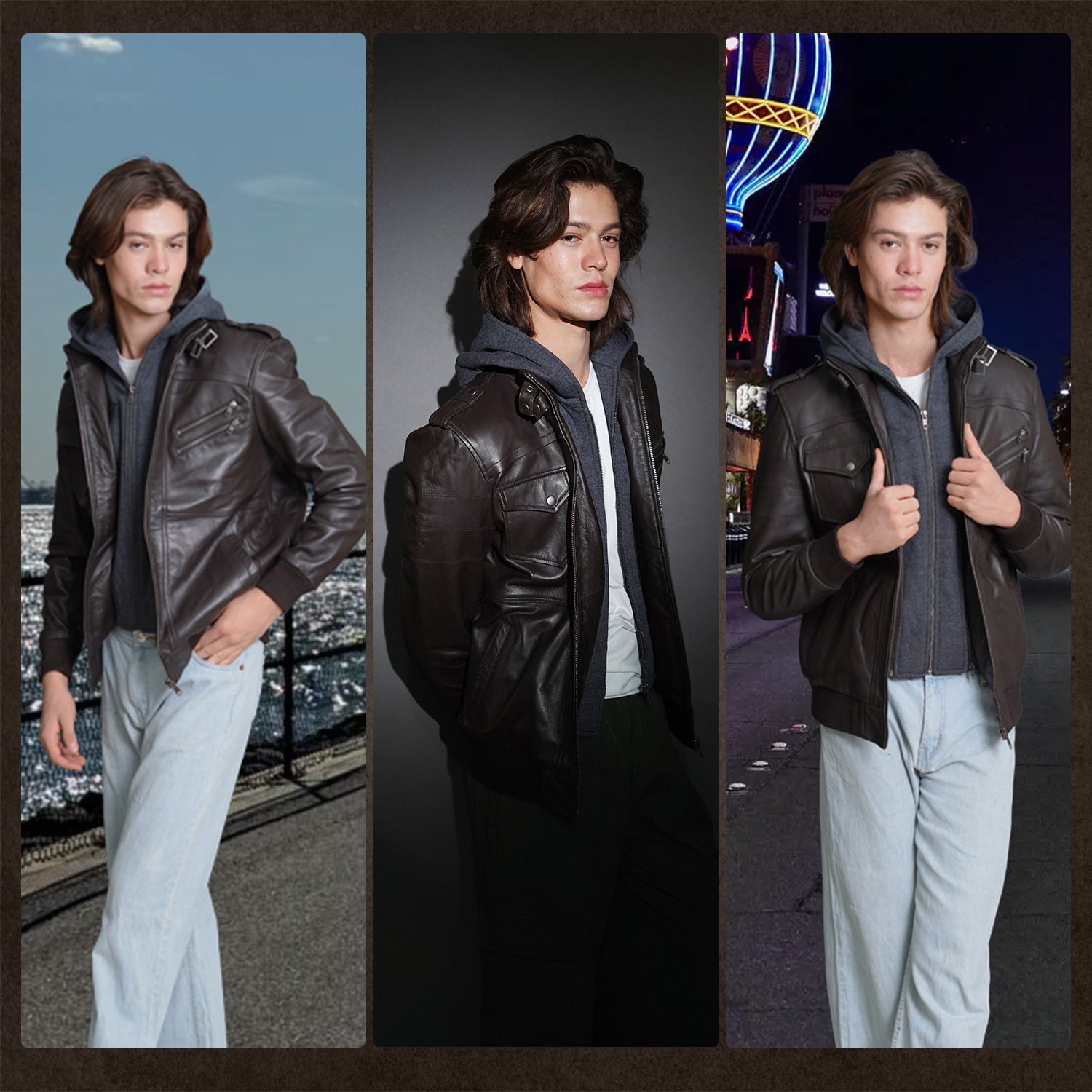 Men’s Sheepskin Hooded Leather Jacket