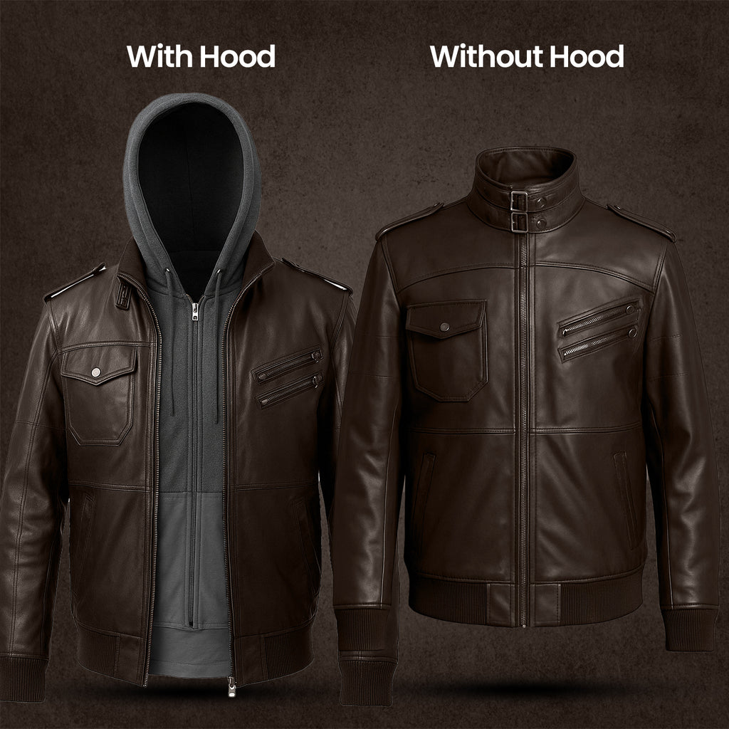 Men’s Sheepskin Hooded Leather Jacket