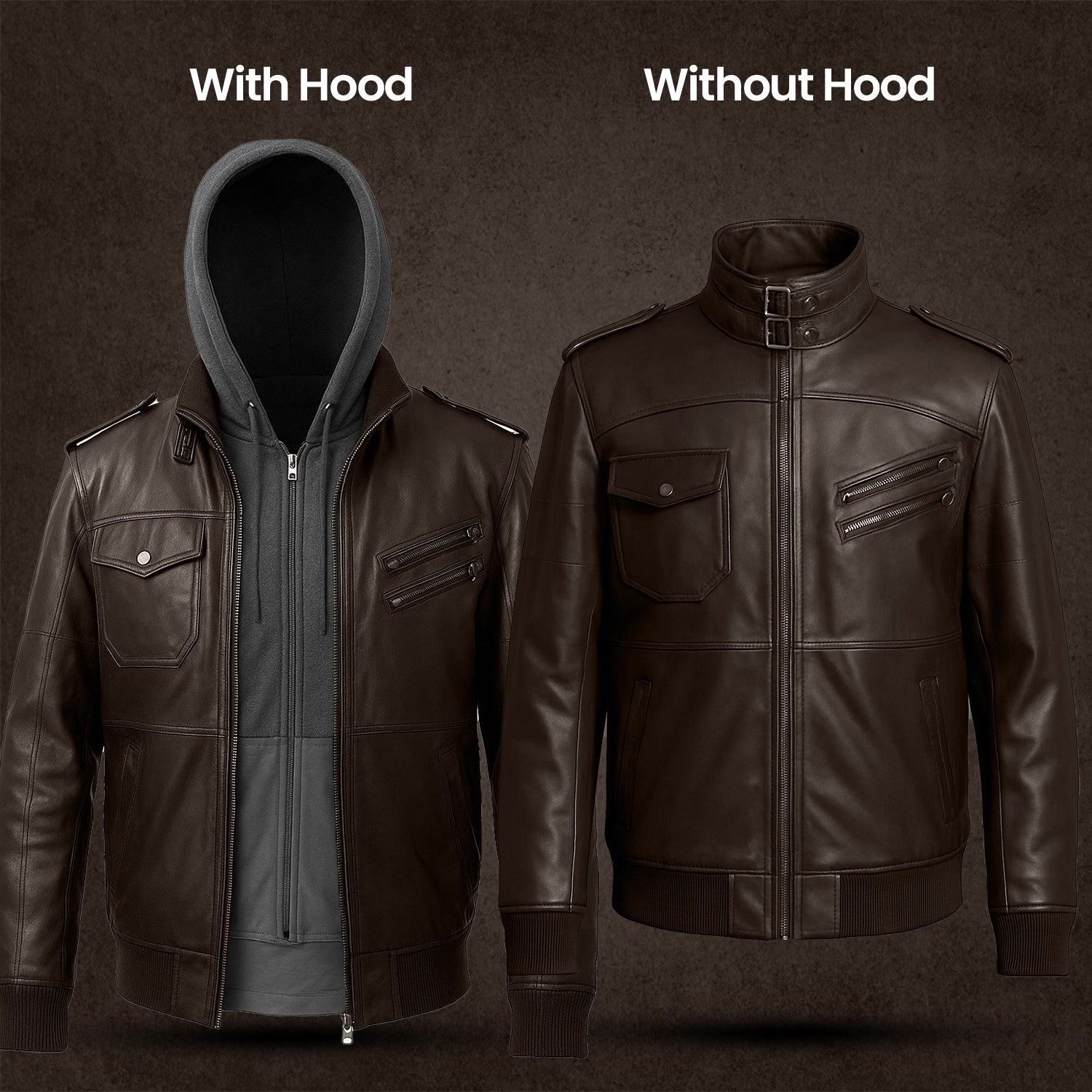 Men’s Sheepskin Hooded Leather Jacket